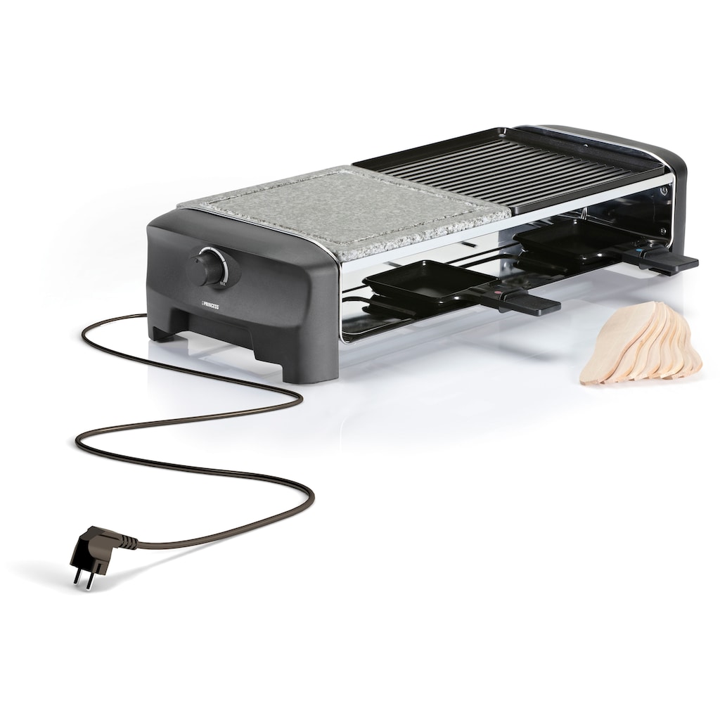 PRINCESS Raclette »8 Stone & Grill Party 162820«, 8 St. Raclettepfännchen, 1300 W