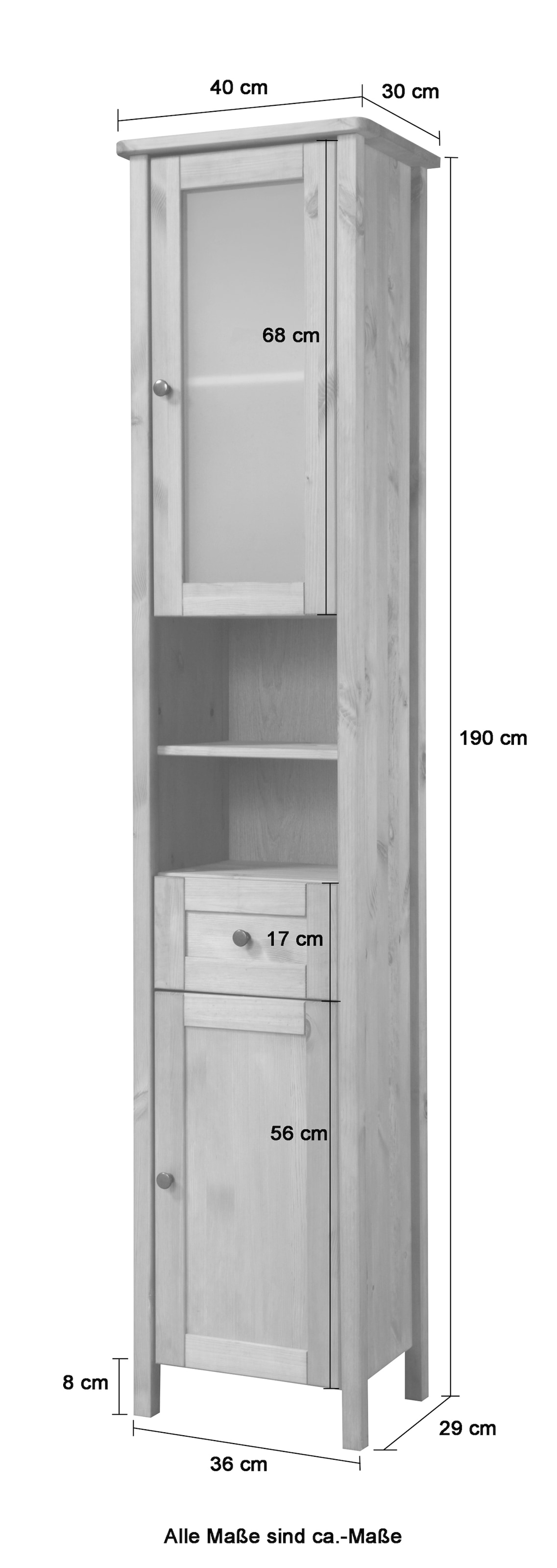 welltime Hochschrank »Sylt«, Badmöbel im Landhaus-Stil, Breite 40 cm, aus Massivholz