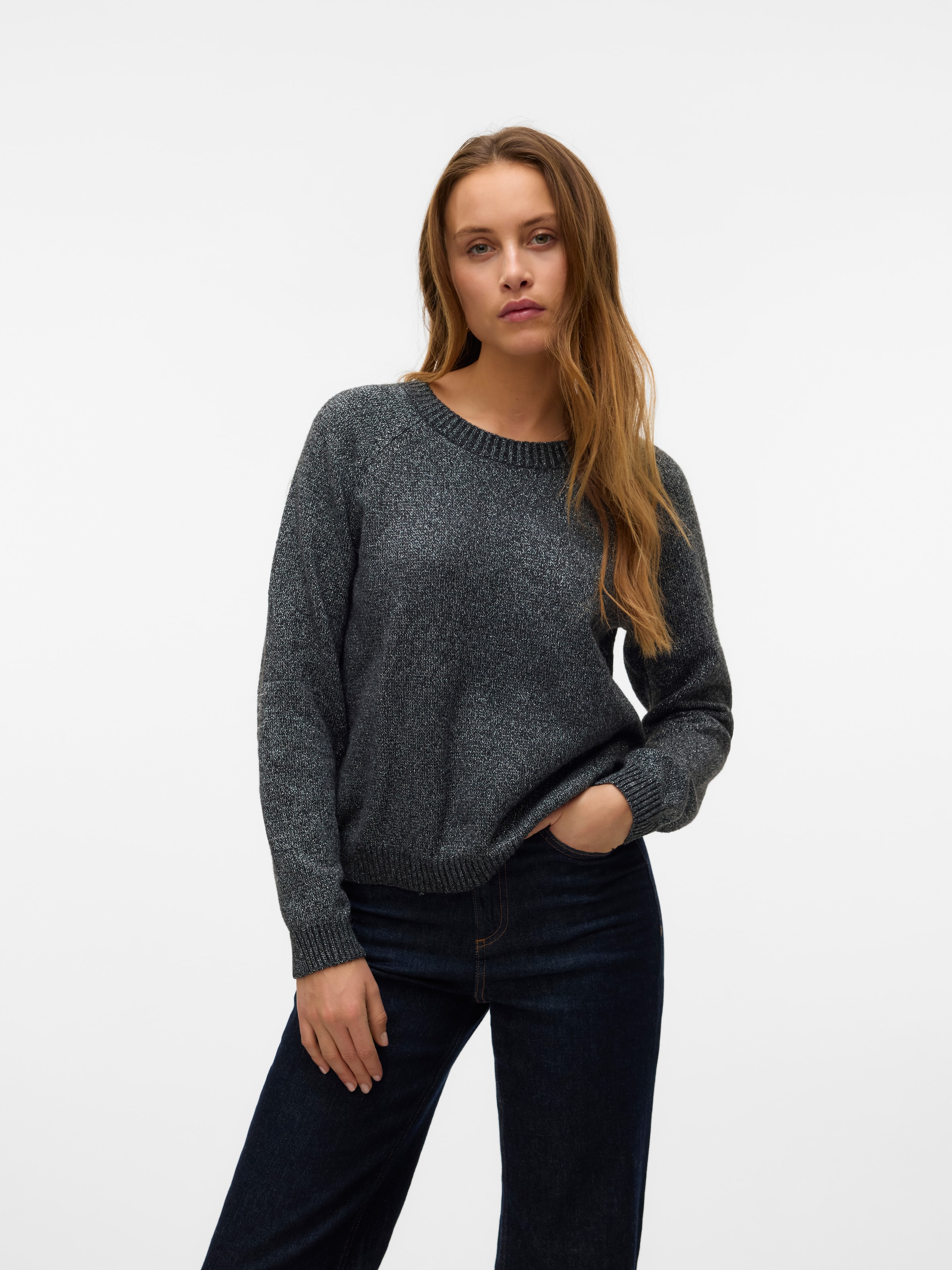 Vero Moda Rundhalspullover »VMDOFFYSHINE LS O-NECK BLOUSE REP NOOS«