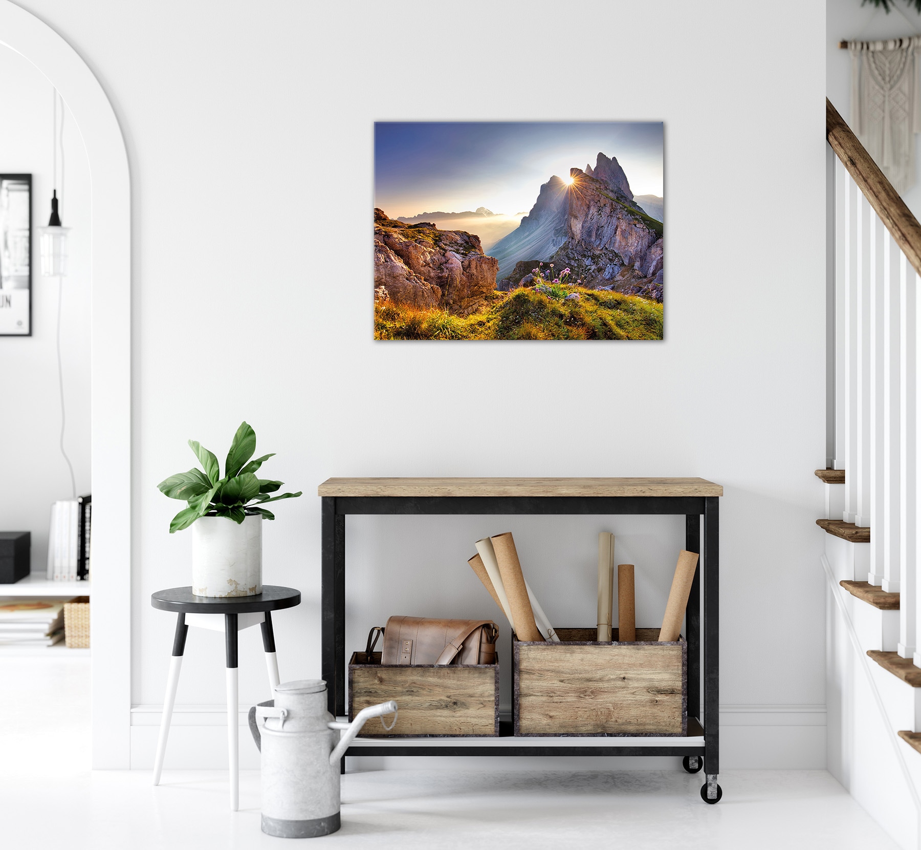 Bönninghoff Bild »BERGE SONNENAUFGANG 46x61 cm – Leinwandbild Keilrahmen Deko modern«