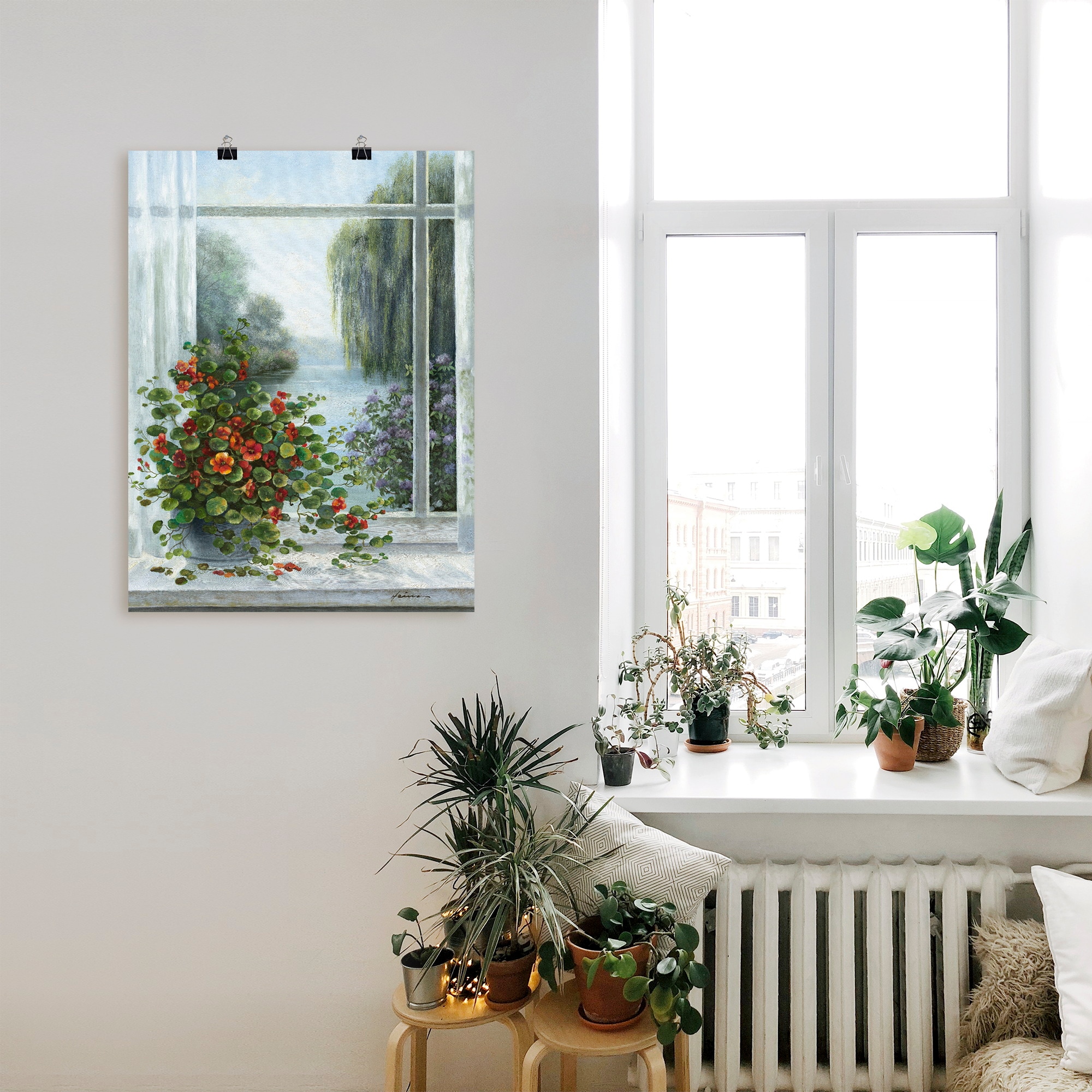 Artland Wandbild »Kapuzinerkresse am Fenster«, Arrangements, (1 St.), als Leinwandbild, Poster, Wandaufkleber in verschied. Größen