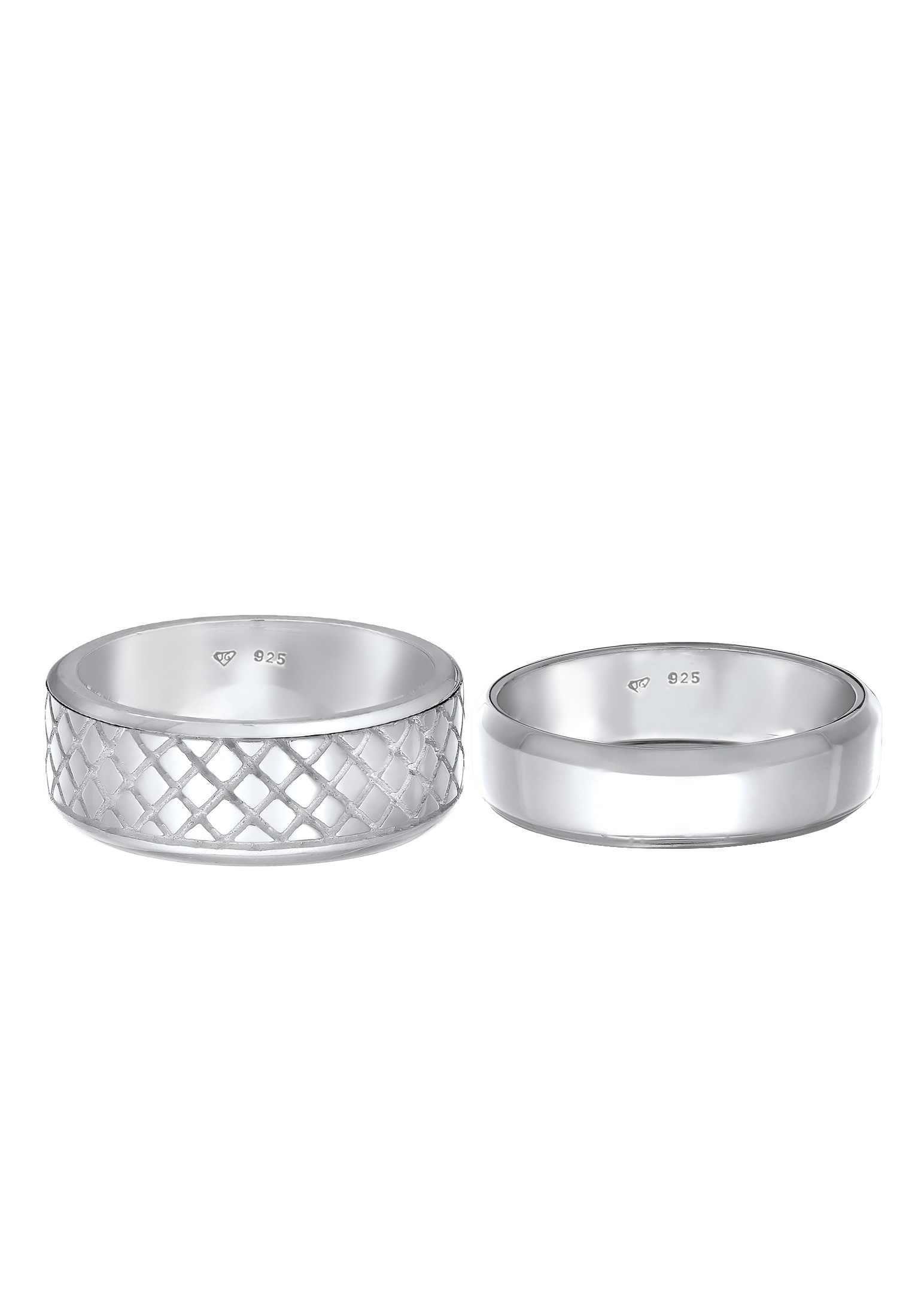 Kuzzoi Ring-Set »Ring Herren Bandring Basic 2er Set 925 Silber«