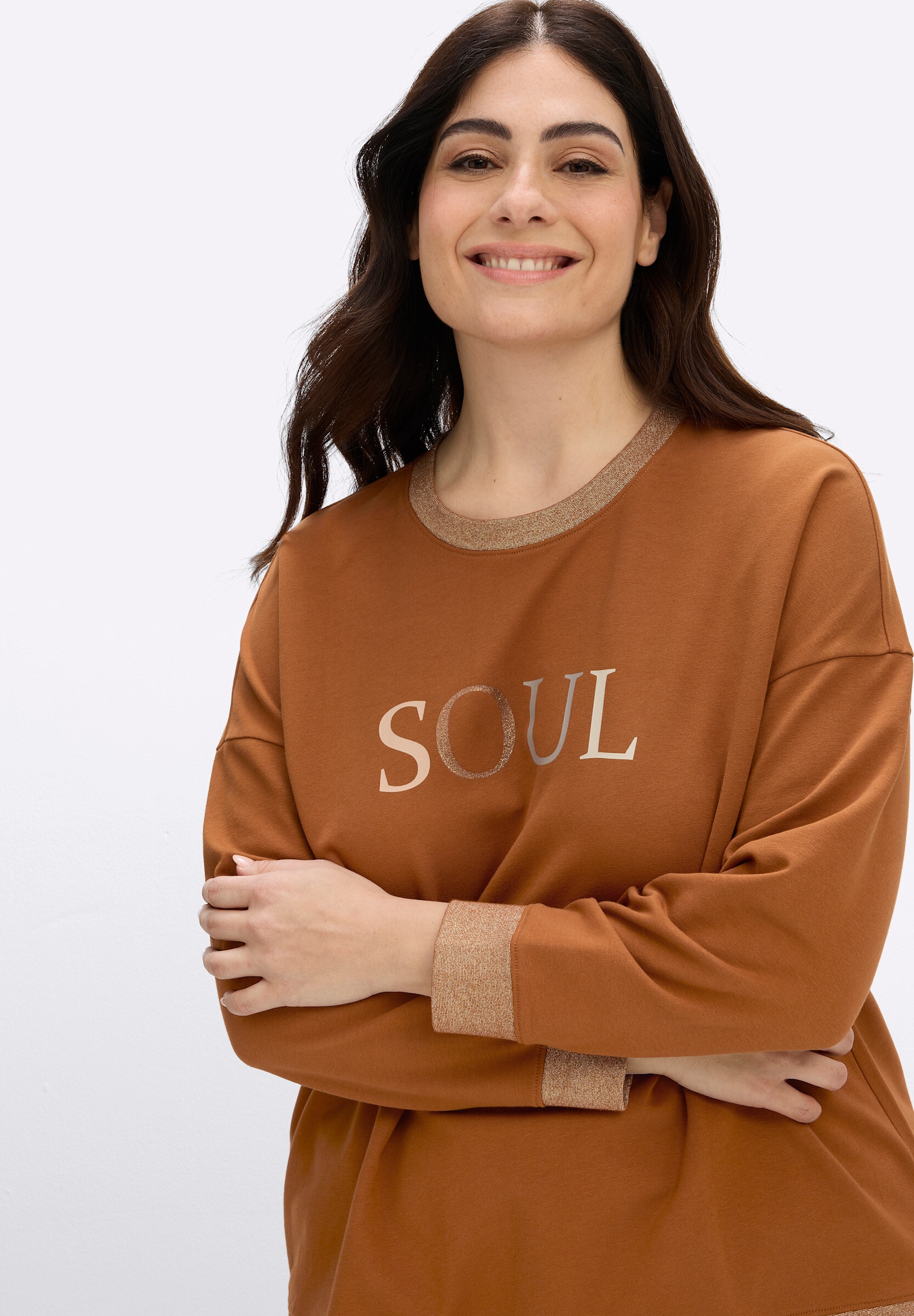 Sheego Sweatshirt »Sweatshirt Sweatshirt mit Glitzer-Details«
