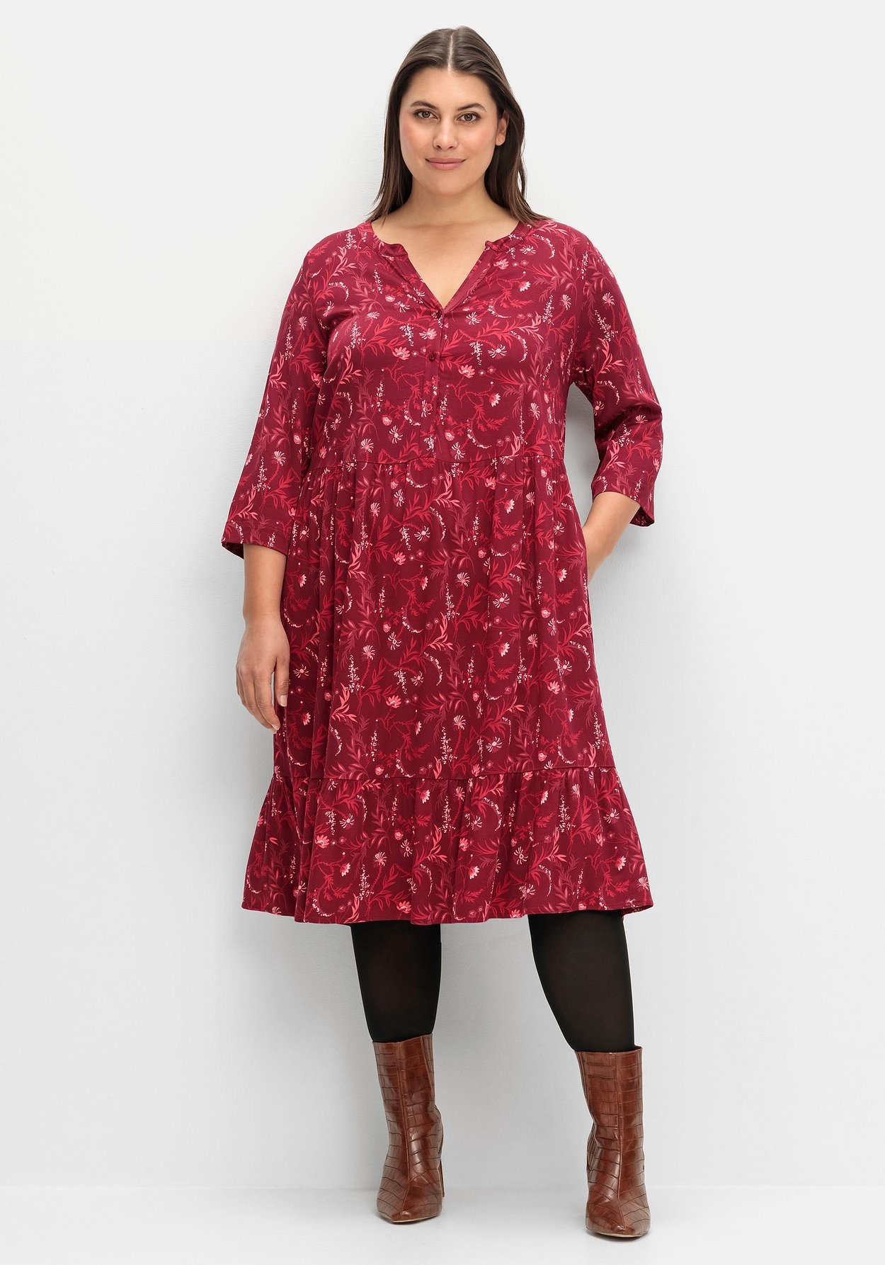 Sheego A-Linien-Kleid »Hängerkleid mit 3/4-Ärmeln«