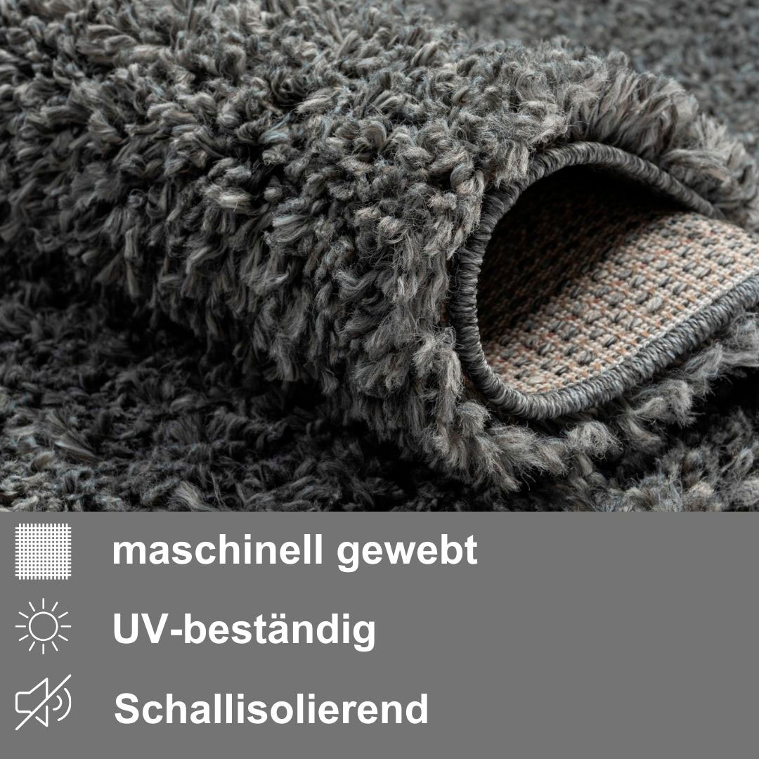 Myflair Möbel & Accessoires Hochflor-Bettumrandung »My Shaggy«, (3 tlg.), Shaggy, Uni-Farben, leicht glänzend, extra flauschig, Läufer-Set