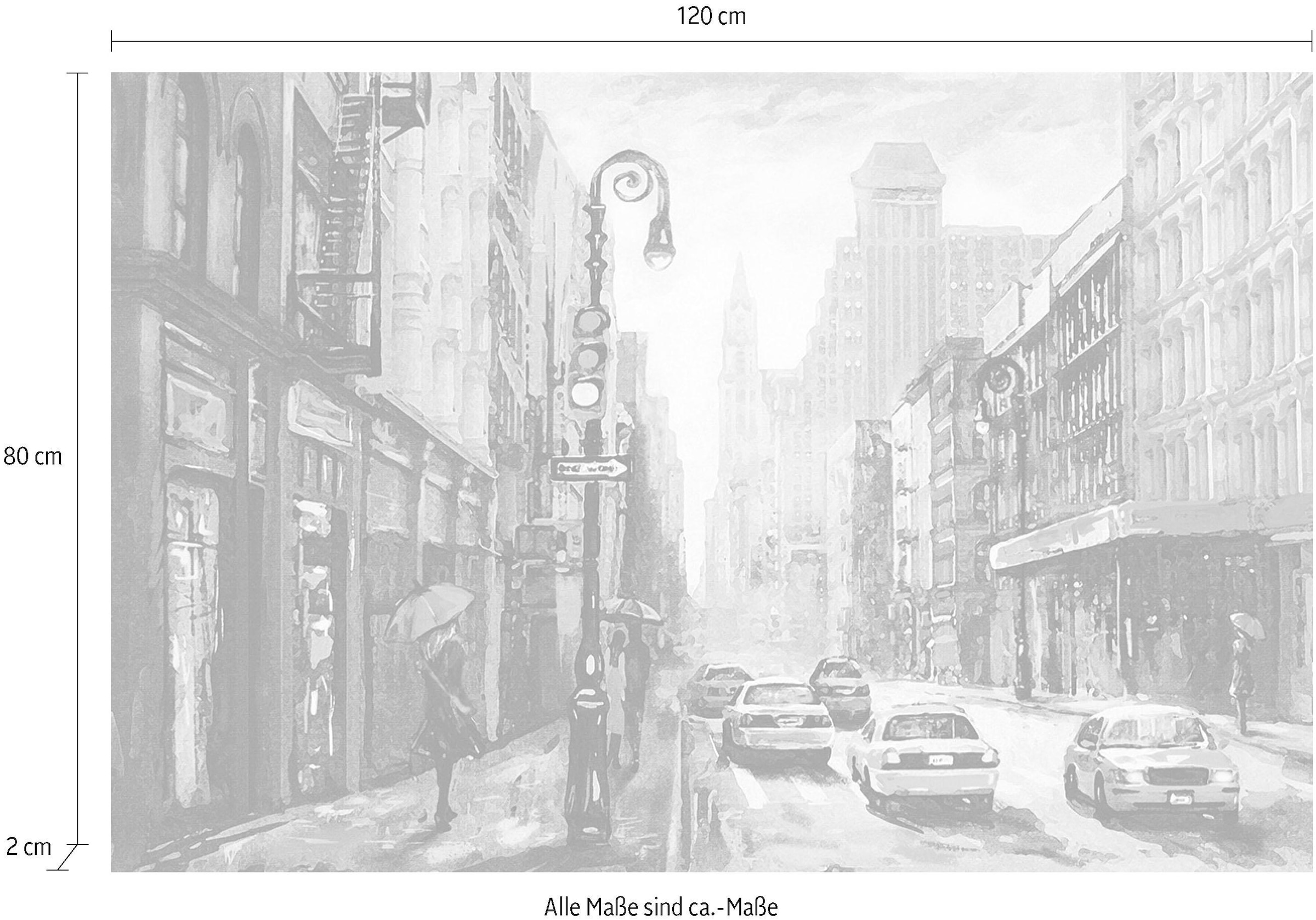 Places of Style Leinwandbild »New York«, New York-Taxis-Schwarz-Weiß-Städte, Premium-Leinwandstoff, Handarbeit aus Deutschland, 120x80cm