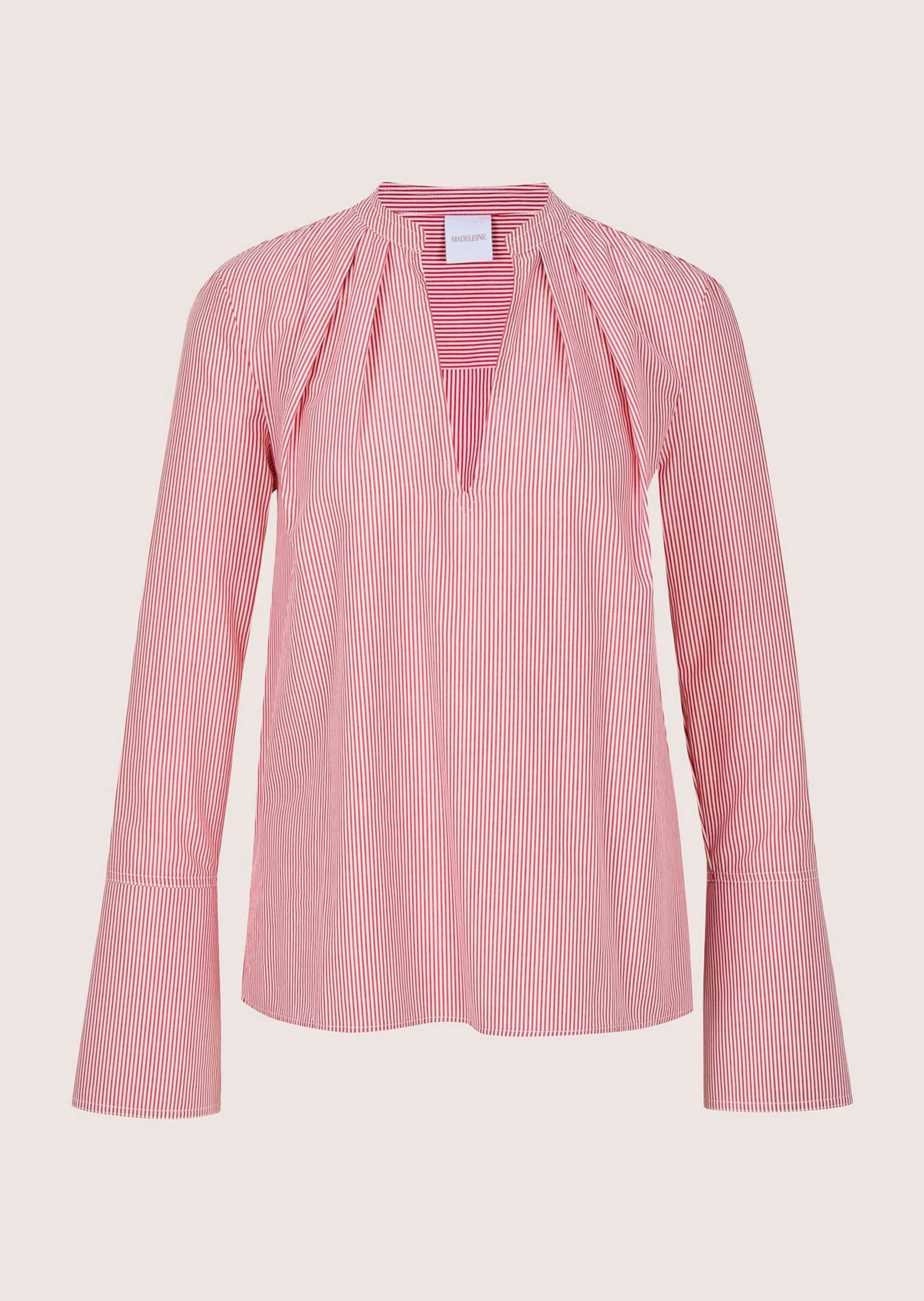 MADELEINE Langarmbluse »Streifenbluse Blusenshirt mit Streifendesign« Bluse mit Rundhalsblende mit V-Ausschnitt