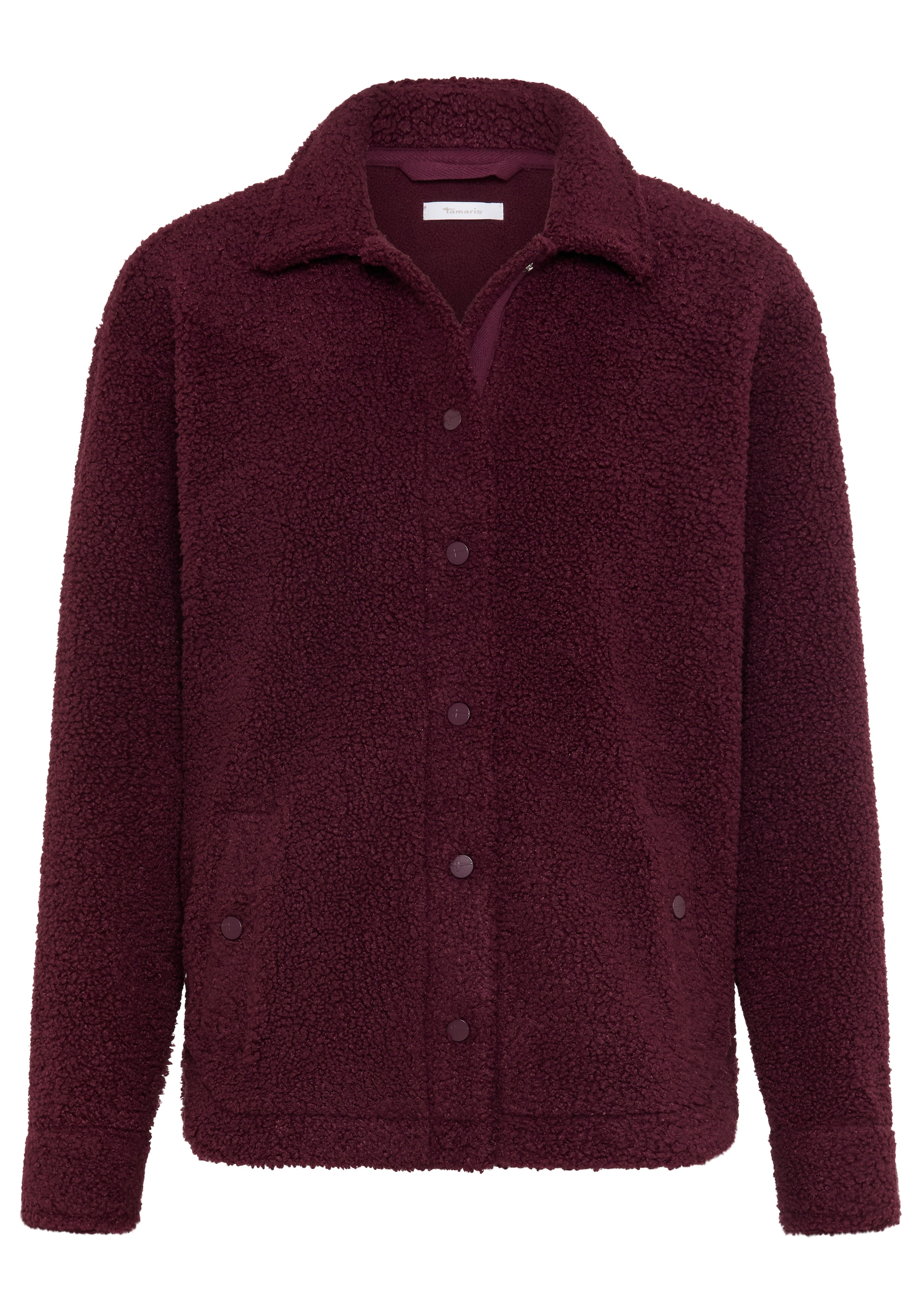 Tamaris Fleecejacke aus Teddy Fleece Jacke mit Hemdkragen und Druckknöpfen