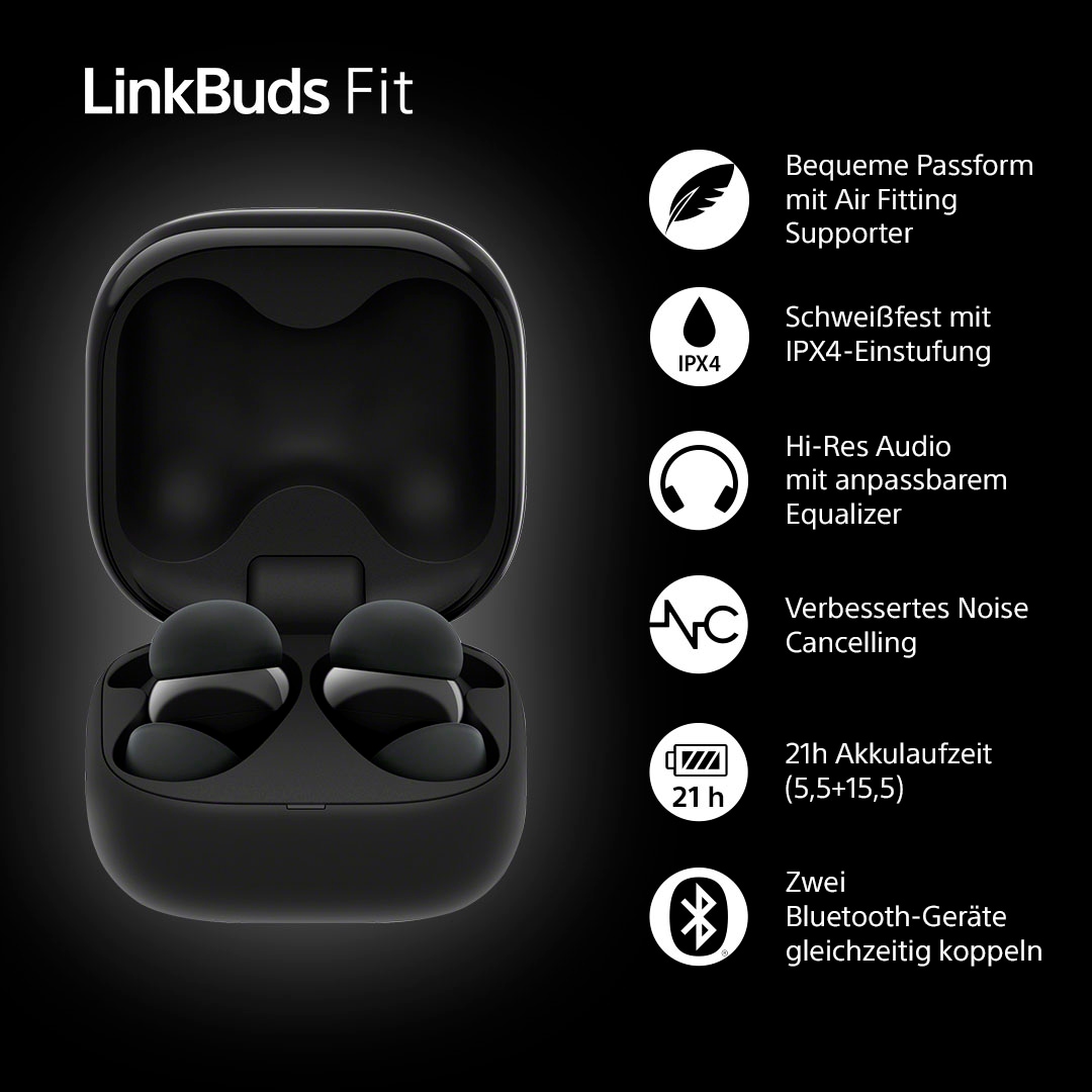Sony wireless In-Ear-Kopfhörer »LinkBuds Fit«, Bluetooth, Active Noise Cancelling (ANC)