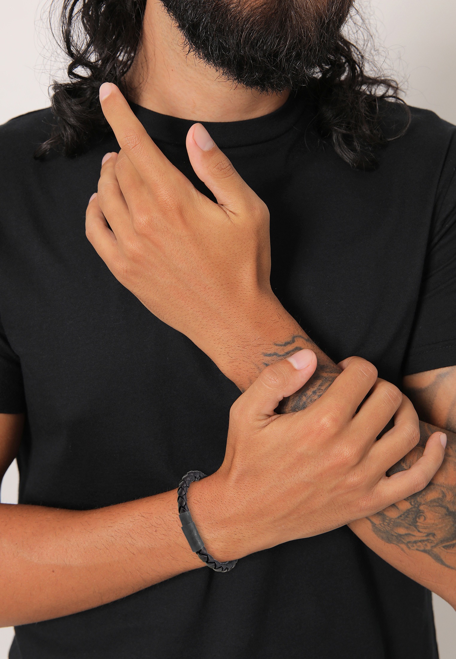 Kuzzoi Lederarmband »Armband Herren Echtleder Rund Geflochten Magnetverschluss«