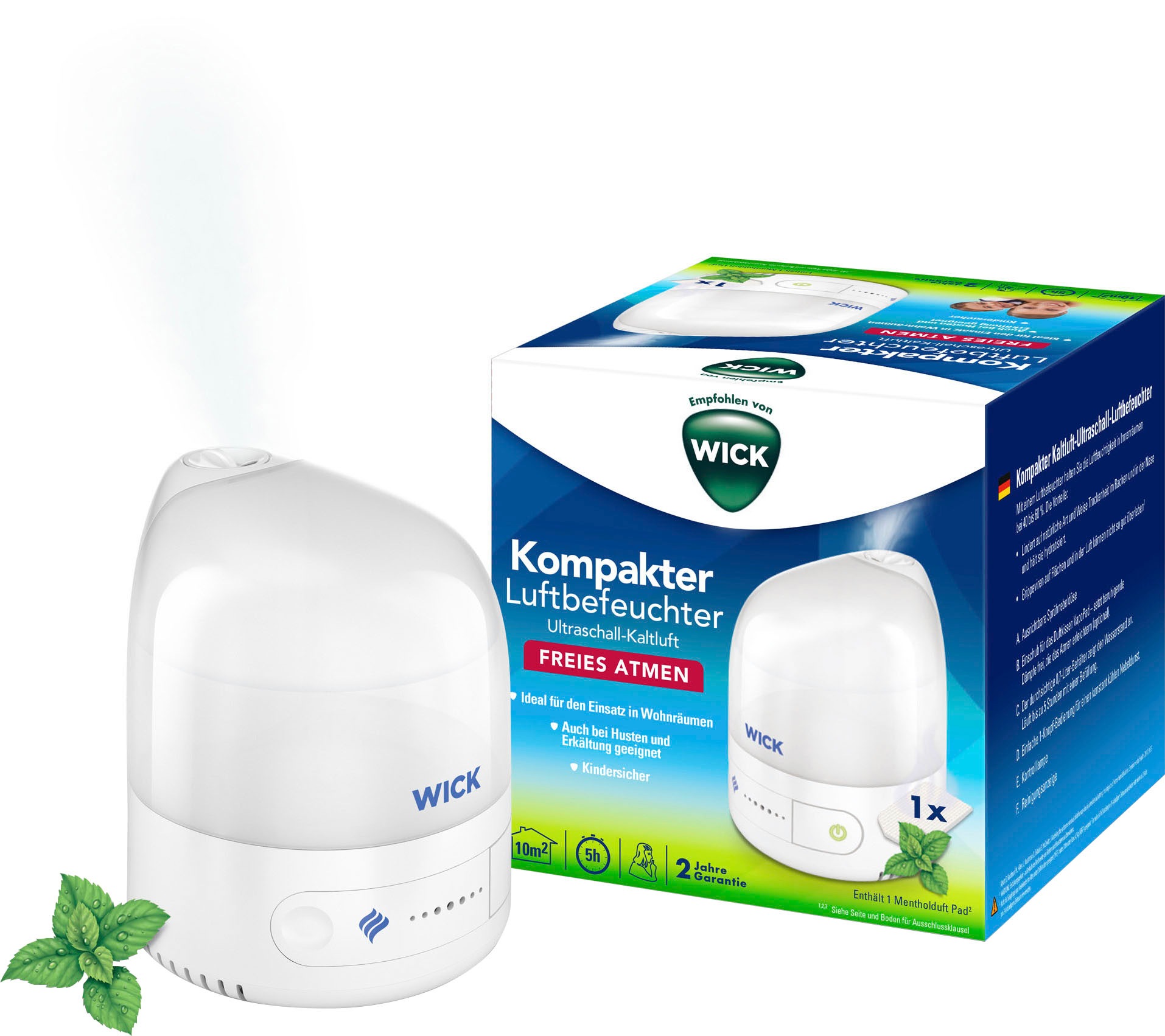 WICK Luftbefeuchter »Persönlicher Kaltluft-Ultraschall-Luftbefeuchter - WUL510«, 7 l Wassertank, UNSER KLEINSTER LUFTBEFEUCHTER: Kompakt, intuitiv, einfach zu bedienen