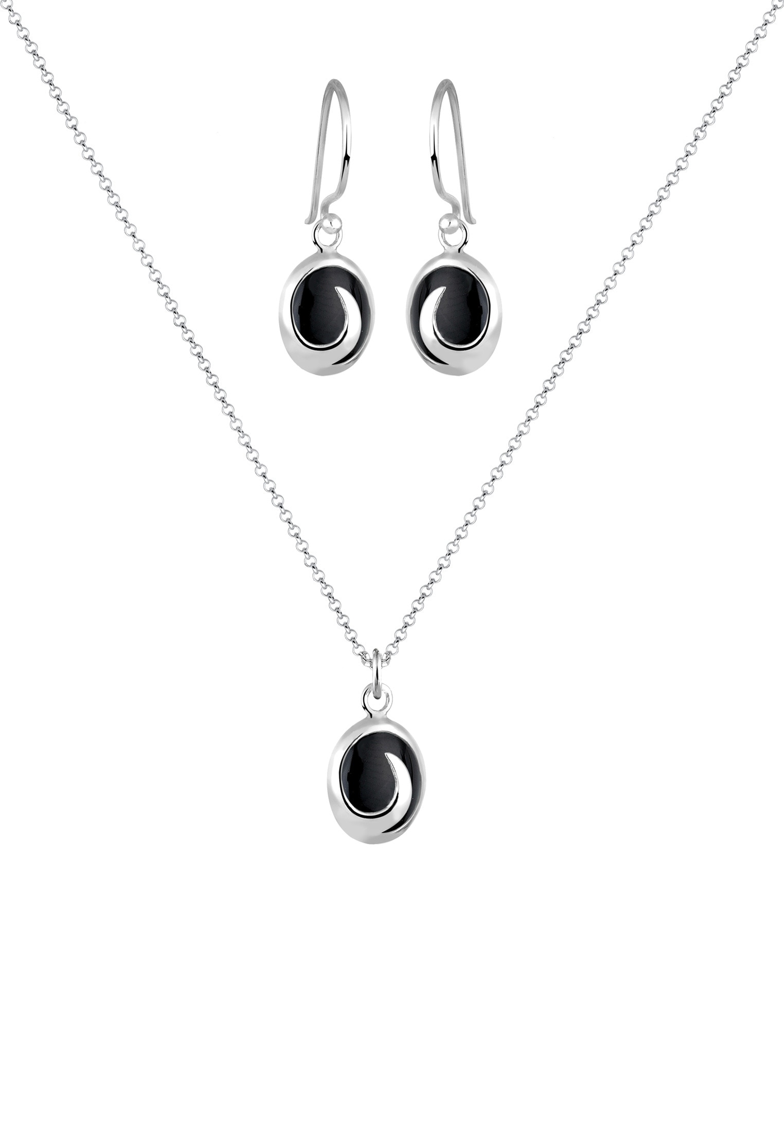 Elli Ohrring und Ketten Set »Schmuckset Onyx Schwarz 925 Sterling Silber«