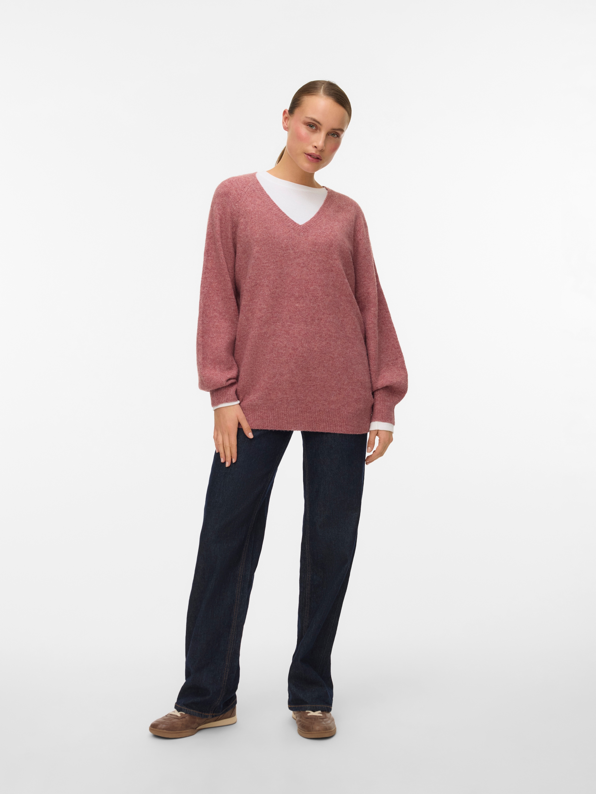 Vero Moda V-Ausschnitt-Pullover »VMLEAF LS LONG V-NECK PULLOVER«