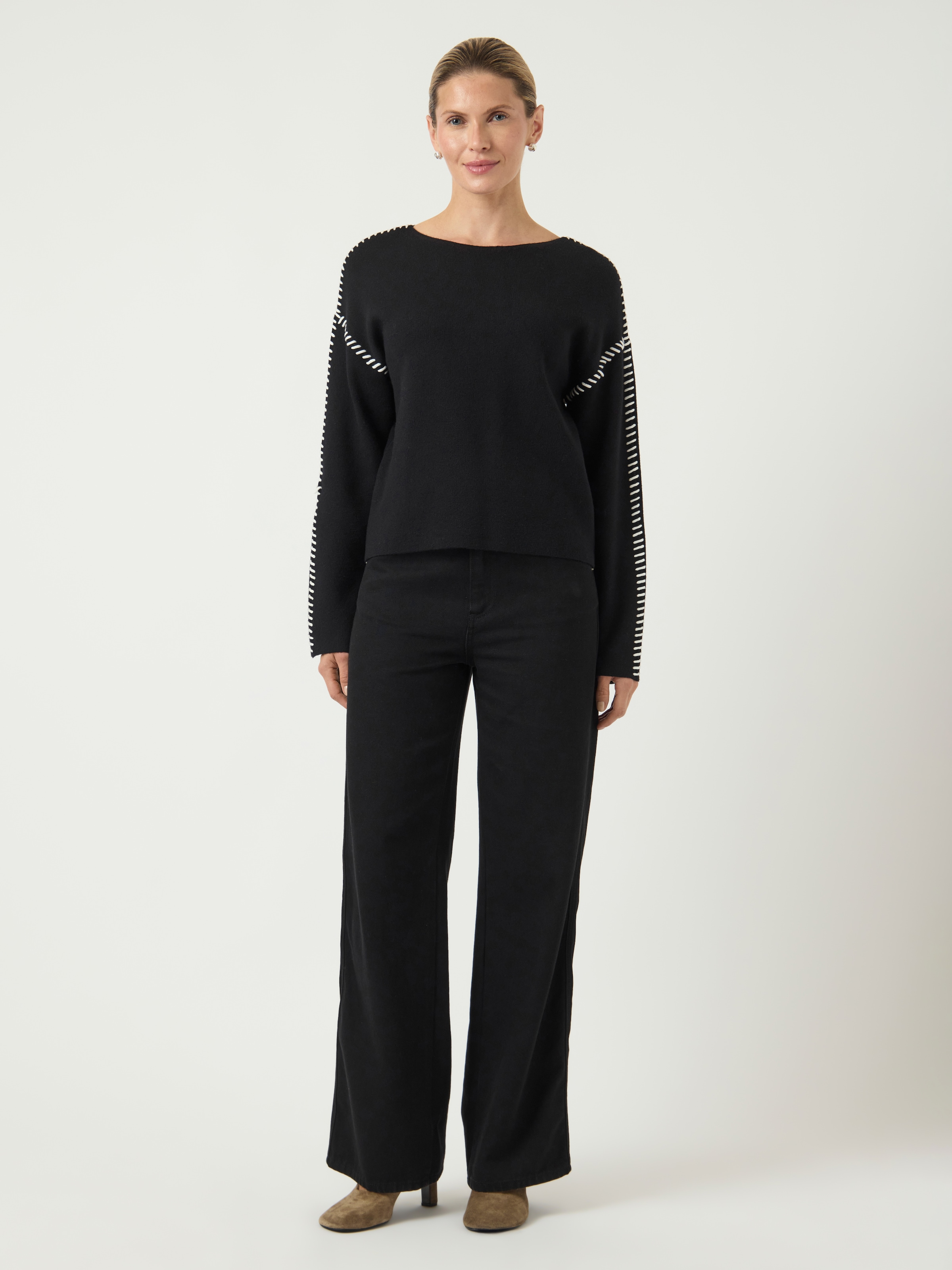 Y.A.S Strickpullover »YASSTITCHA LS KNIT PULLOVER S. NOOS« farblich abgesetzte Nähte