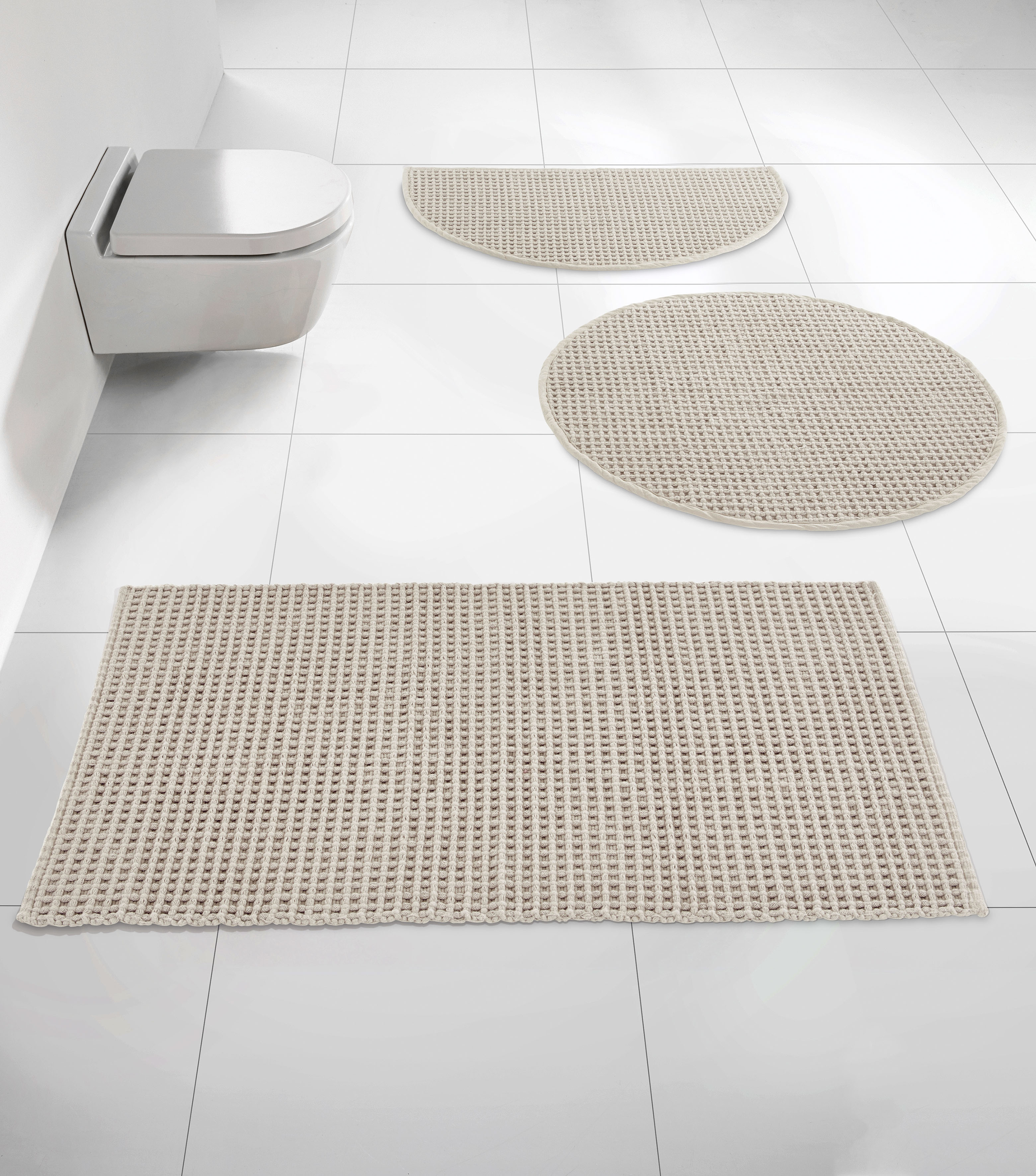 Leger Home By Lena Gercke Badematte »Luna« Höhe 14 mm fußbodenheizungsgeeignet strapazierfähig Badematten aus Bio-Baumwolle im Waffelmuster in grau