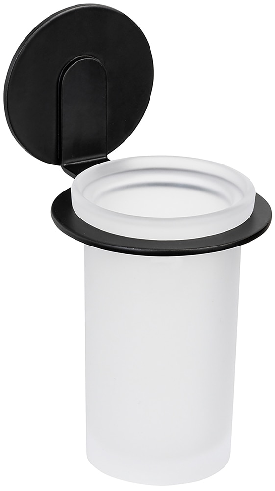 WENKO Zahnputzbecher »Turbo-Loc® Modell Bivio«, mit Wandhalterung ohne Bohren, Aluminium, satiniertes Glas
