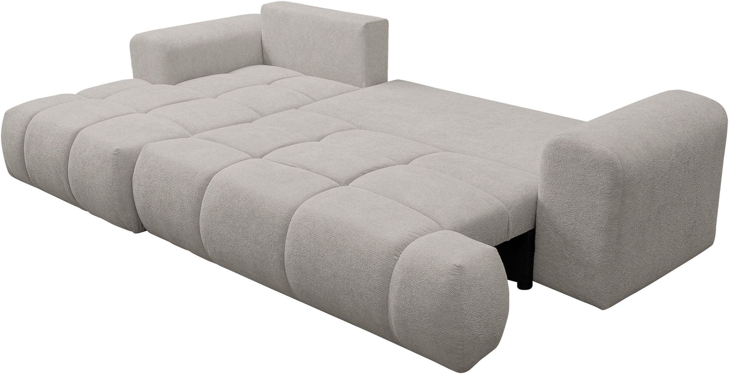 WERK2 Ecksofa »Ewela-Bubble 265 cm breit mit Bett & Bettkasten« Bouclé, L-Form, Schlaffunktion, Bettkasten