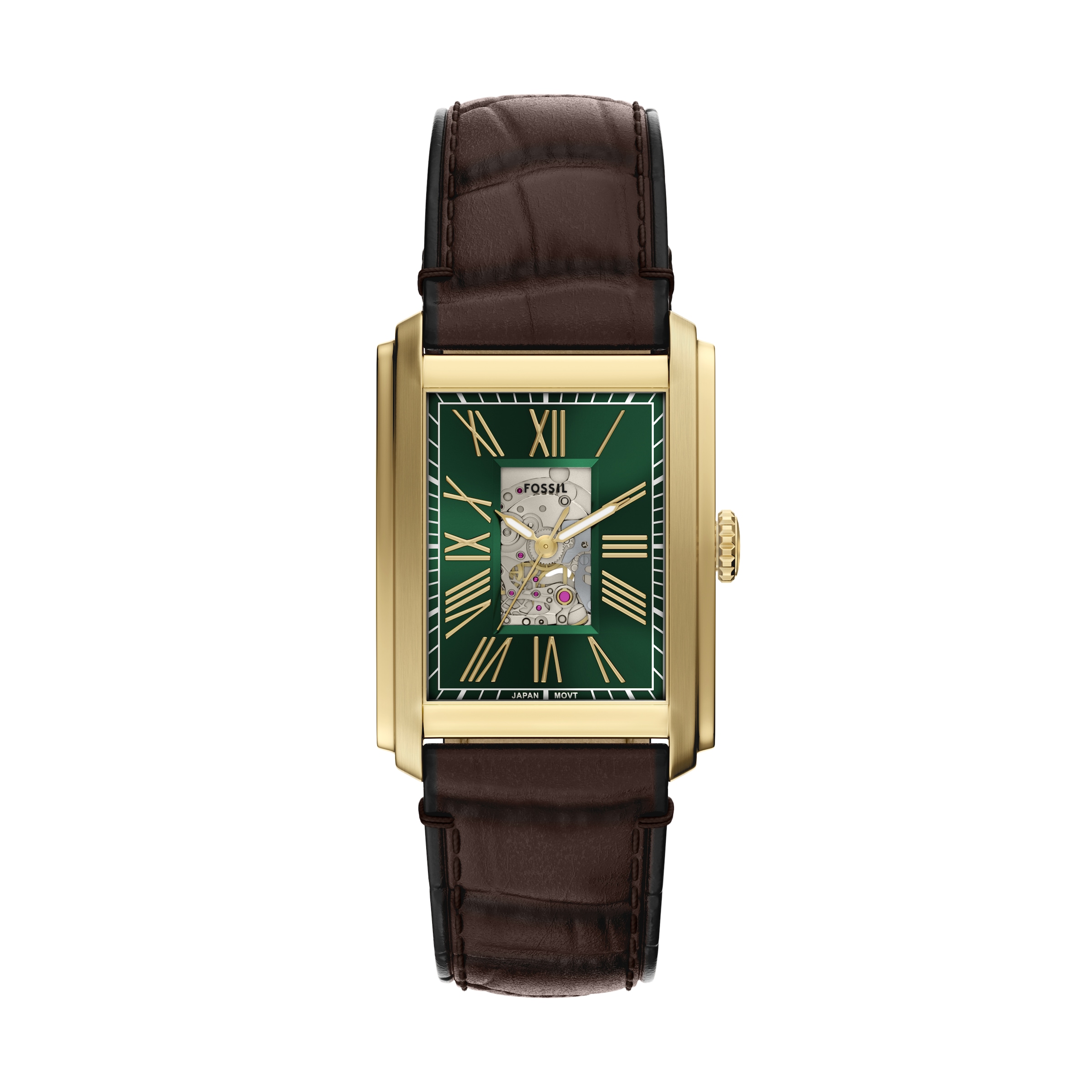 Fossil Automatikuhr »Carraway« Armbanduhr, Herrenuhr, Mechanische Uhr, Lederarmband, analog