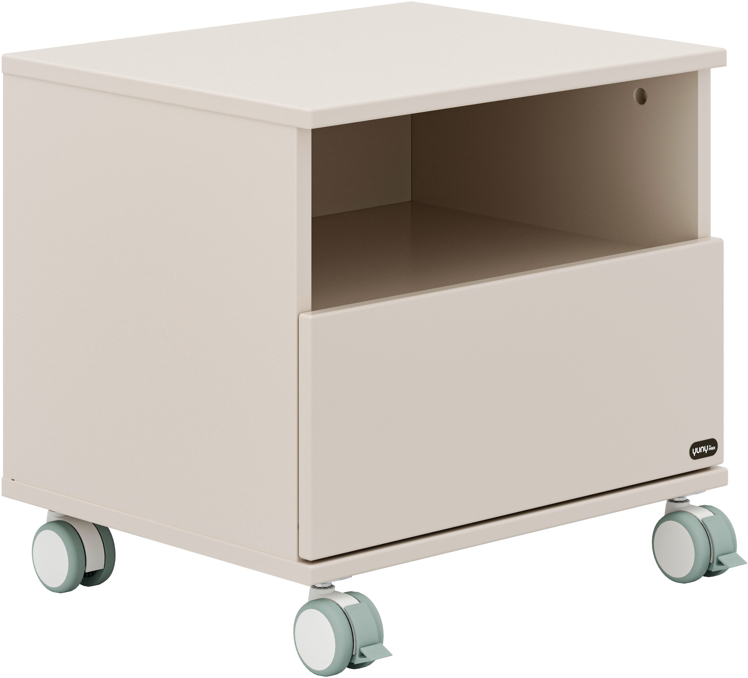 YUNY by PAIDI Nachtkommode »SISTER LOU mit Ablagefach und Schublade«, feststellbarer Rollcontainer, Beige, Soft-Close