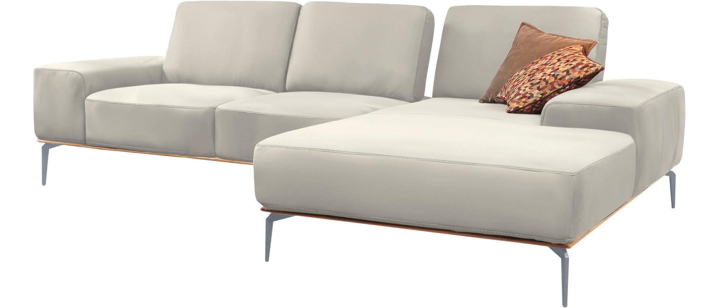 W.SCHILLIG Ecksofa »run, Designsofa mit tollem Sitzkomfort, bequem, L-Form«, mit elegantem Holzsockel, Füße in Silber matt, Breite 279 cm