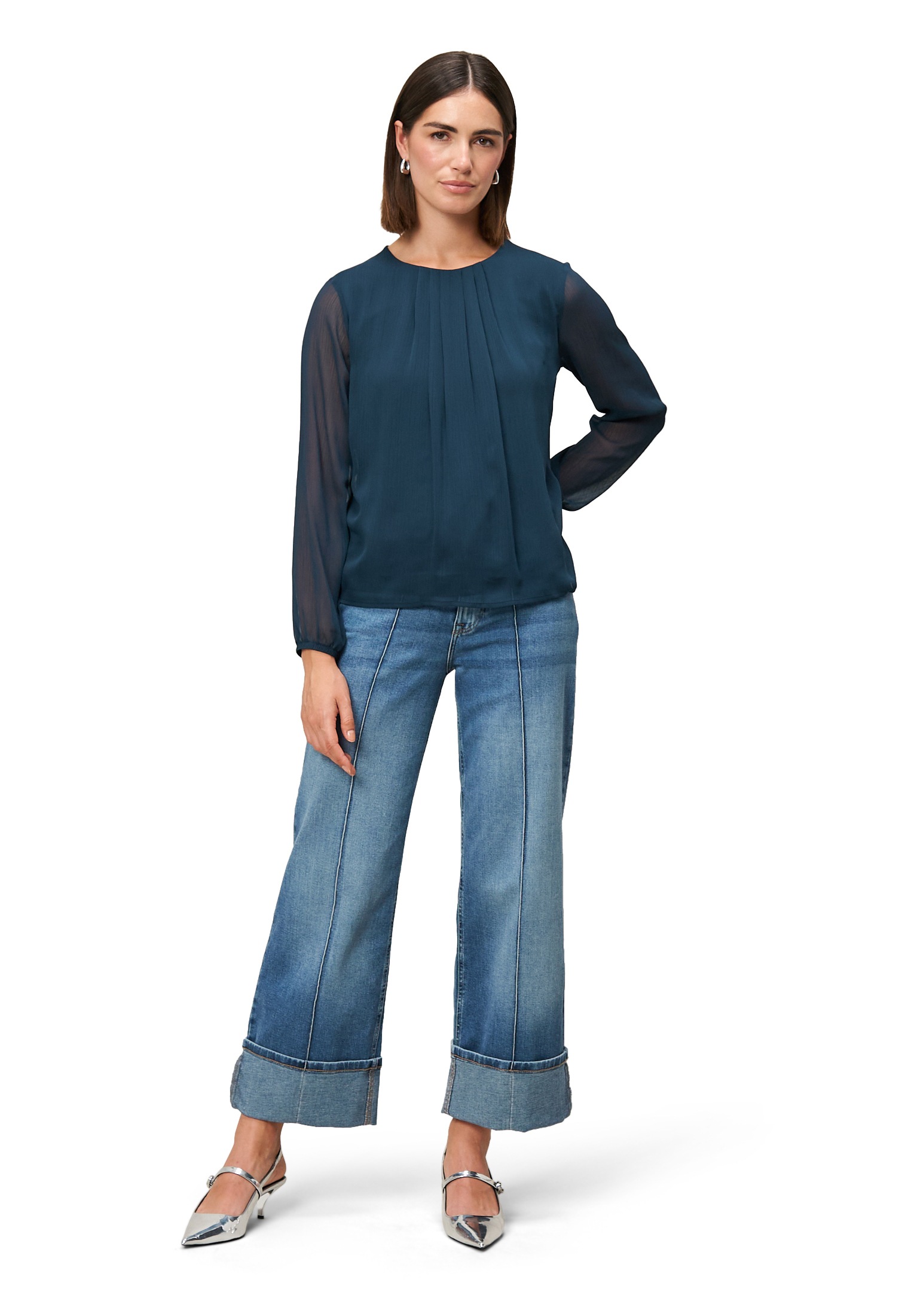 Zero Klassische Bluse »Blusenshirt mit transparenten Ärmeln«