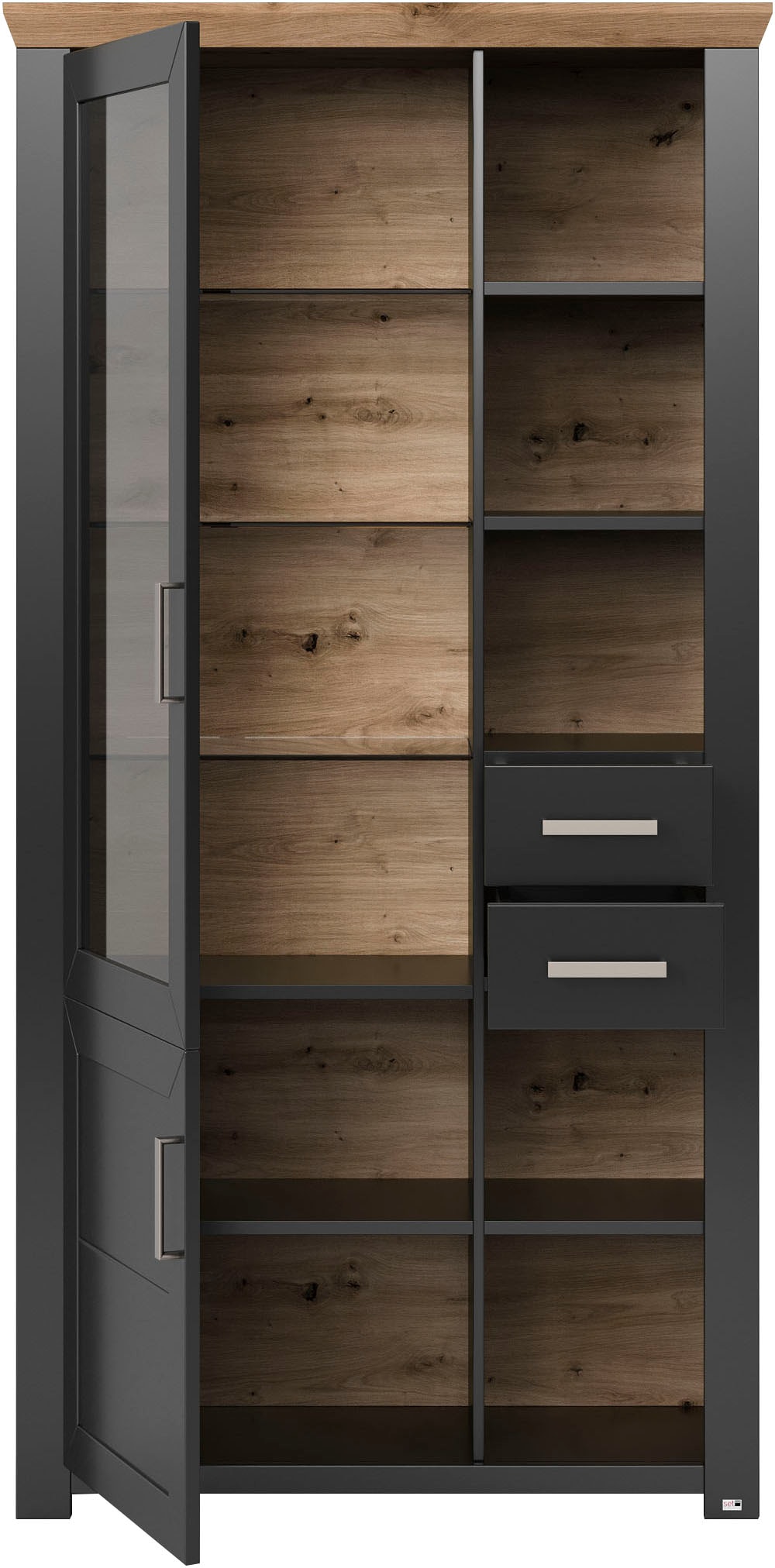 set one by Musterring Standvitrine »York« Typ 05 und 06, mit Glastür, Beleuchtung optional, Höhe 207 cm