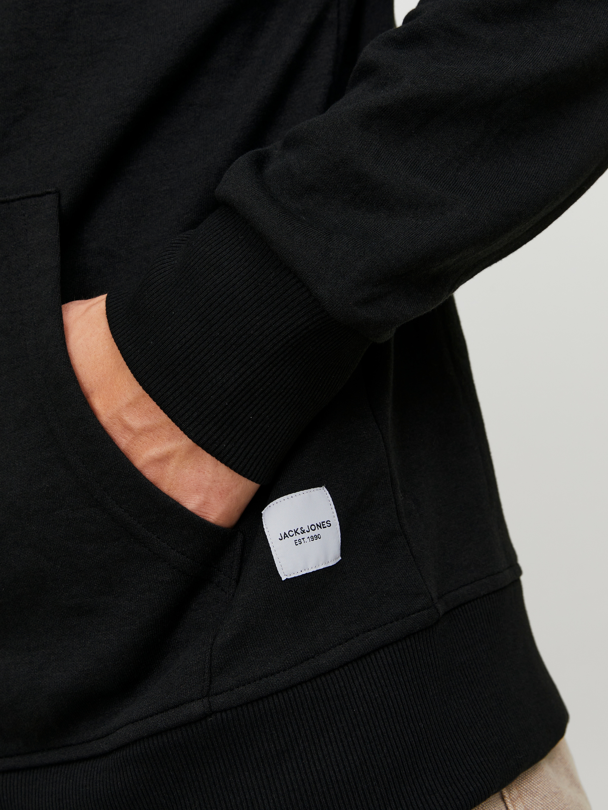 Jack & Jones Kapuzensweatjacke »JJEBASIC Hoodie mit Rippbündchen und angenehmem Tragegefühl« unifarben, modisch, regular fit, Baumwollmischung, Rundhals