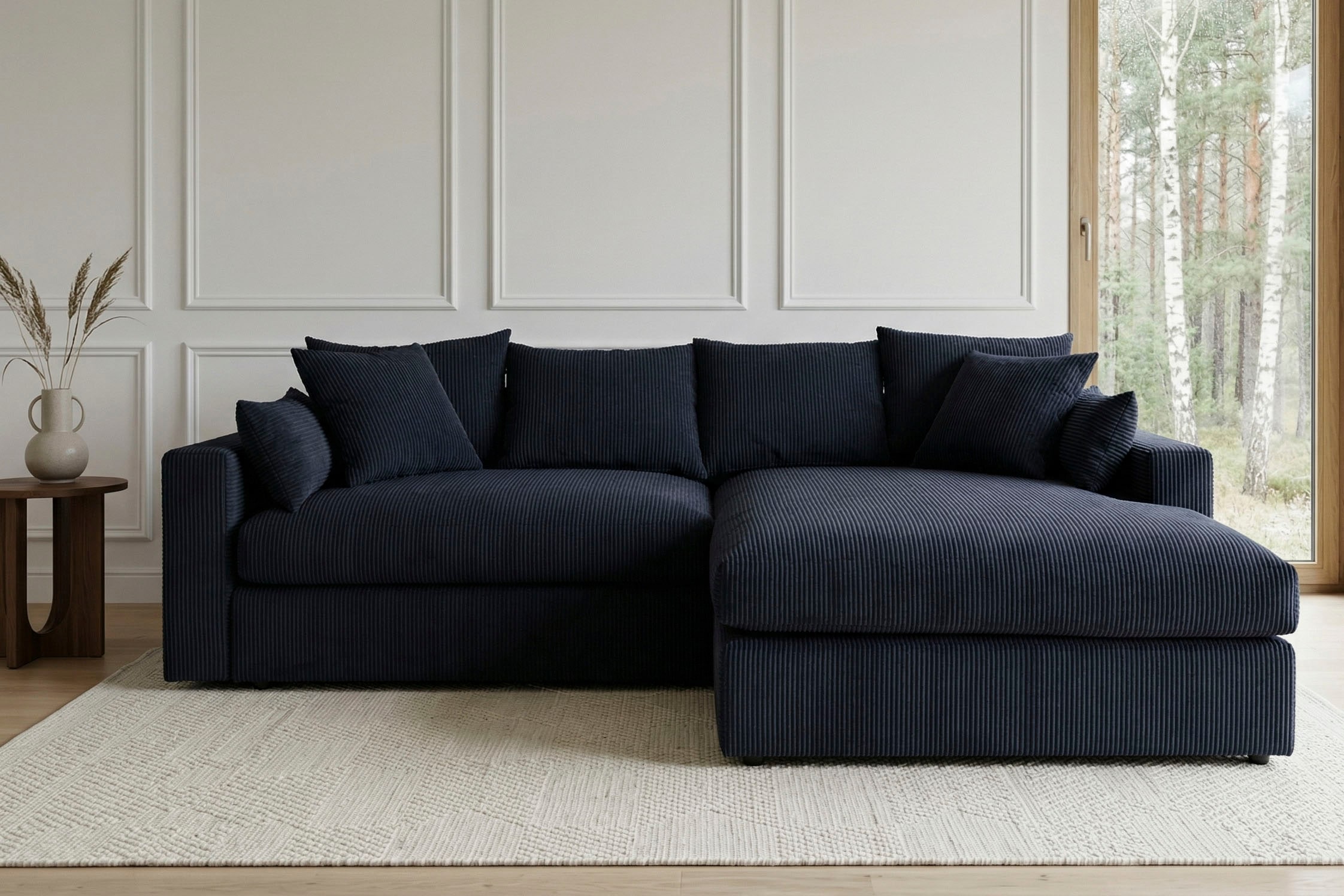 OTTO home Ecksofa »Cosy Lounge L-Form, Breite 268 cm« Mega-Sofa mit Cordstoff bezogen, mit Federkern & 5 Zierkissen
