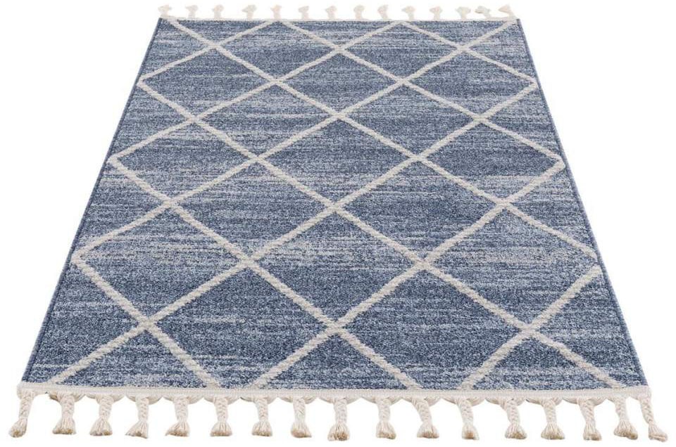 Carpet City Teppich »Art 2646« rechteckig 7 mm Höhe Läufer, Kurzflor, mit Kettfäden, Rauten-Optik, Fransen
