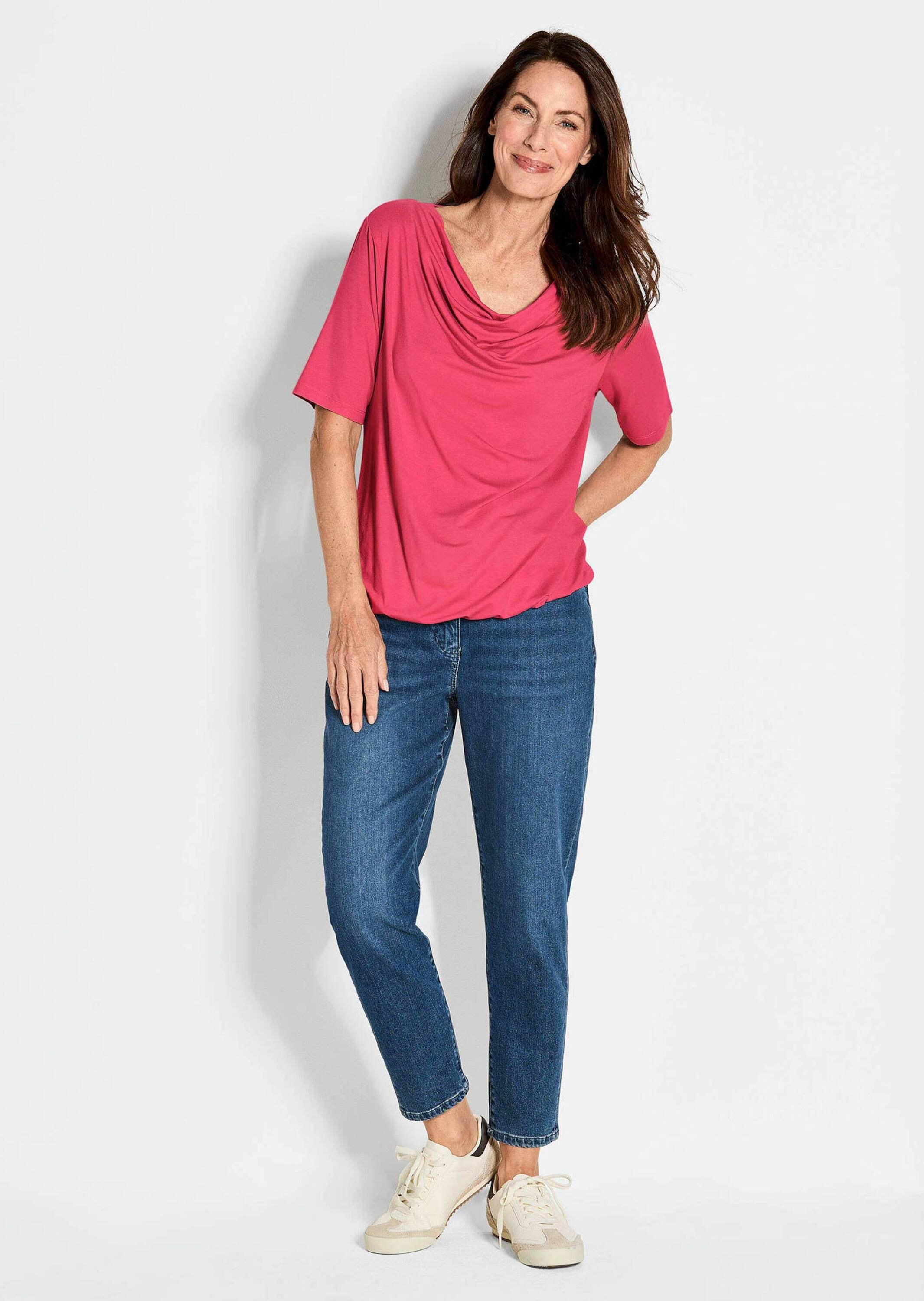 GOLDNER Kurzarmshirt »Shirt« Wasserfallausschnitt