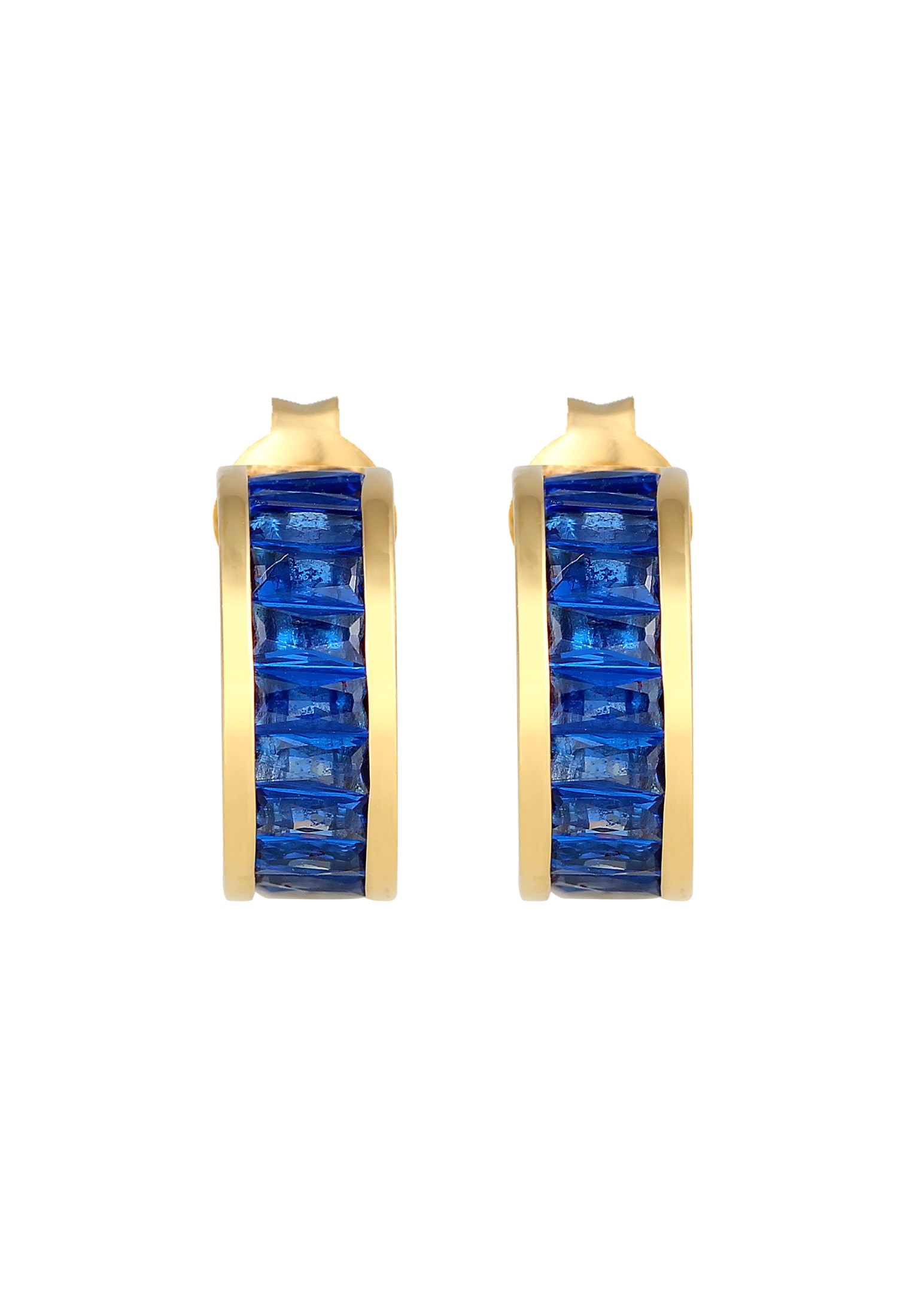 Elli Premium Paar Creolen »Ohrringe Creolen Syntetischer Saphir Blau 925 Silber«