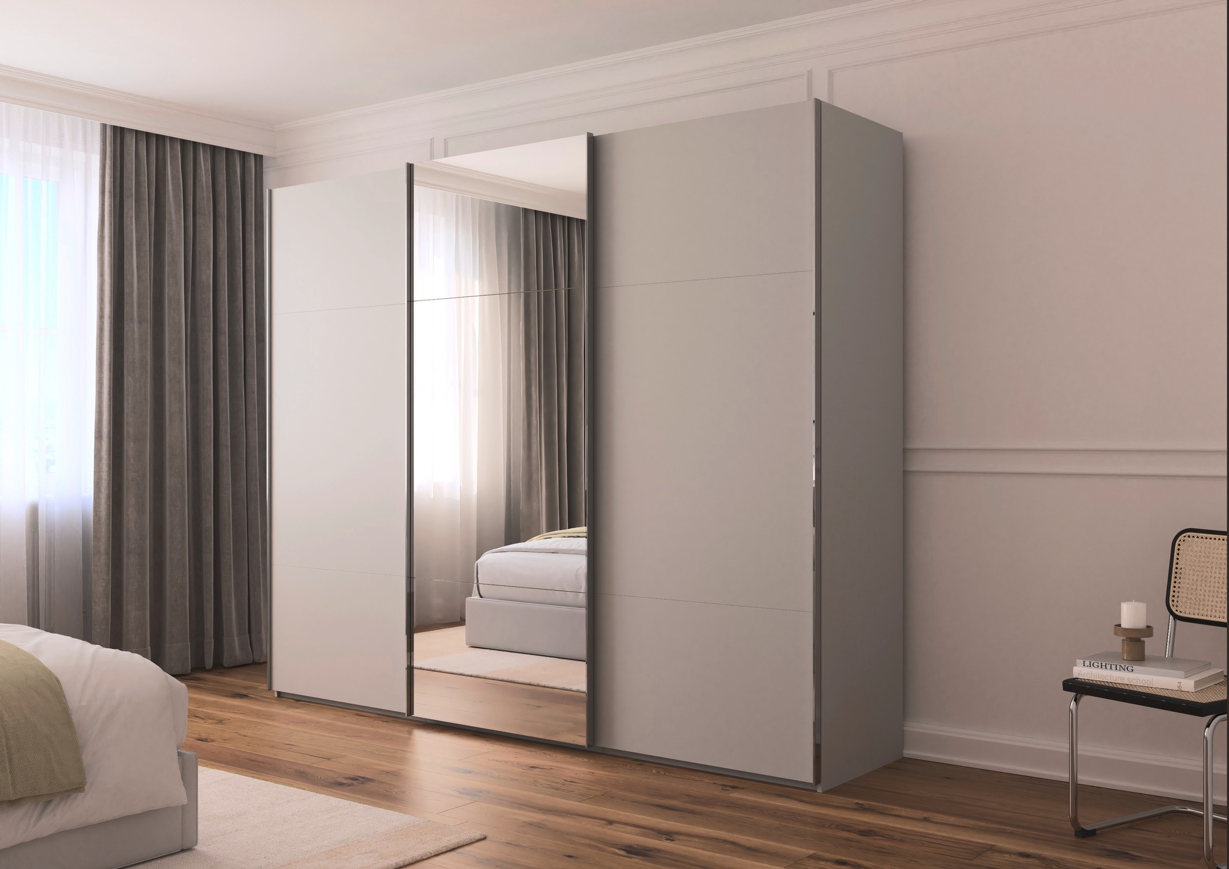 rauch Schwebetürenschrank »Kleiderschrank Schrank Garderobe Schlafzimmerschrank CONTIDO«, (in 3 verschiedenen Ausstattungen BASIC/CLASSIC/PREMIUM), aus hochwertigem Material in 6 Breiten 2 Griff-Farben MADE IN GERMANY