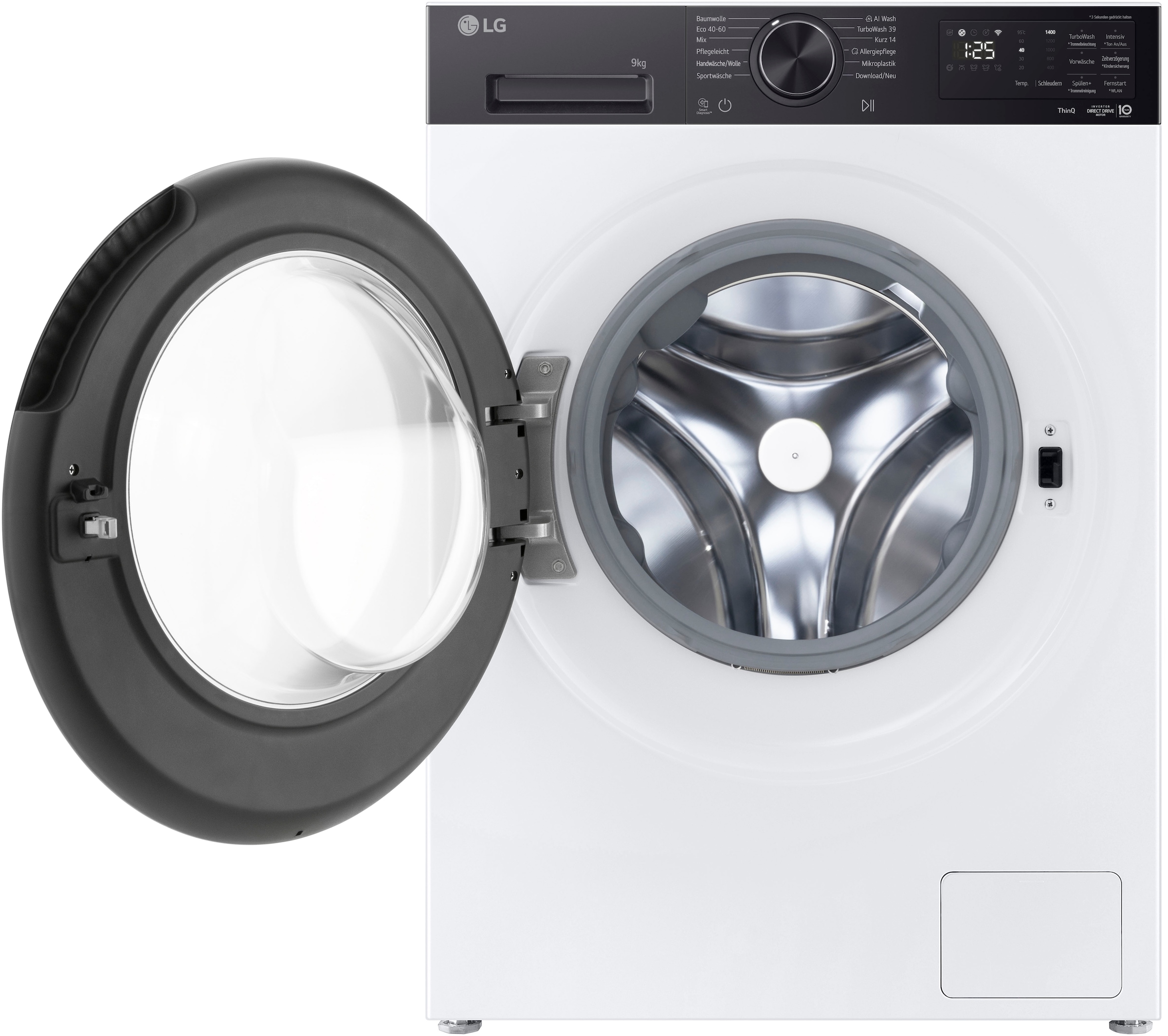 LG Waschmaschine »F4WX709YP« 9 kg 1400 U/min AI Wash, ThinQ App inkl. Programm-Download, 14-Minuten-Kurzprogramm
