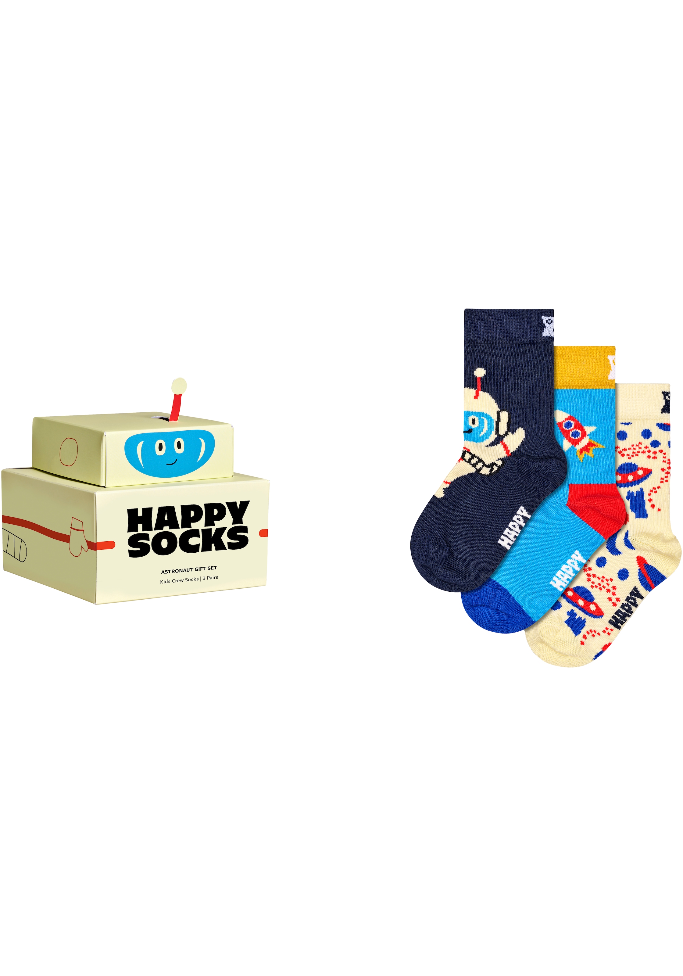 Happy Socks Langsocken, (3er Pack), mit verspielten Roboter-Motiven