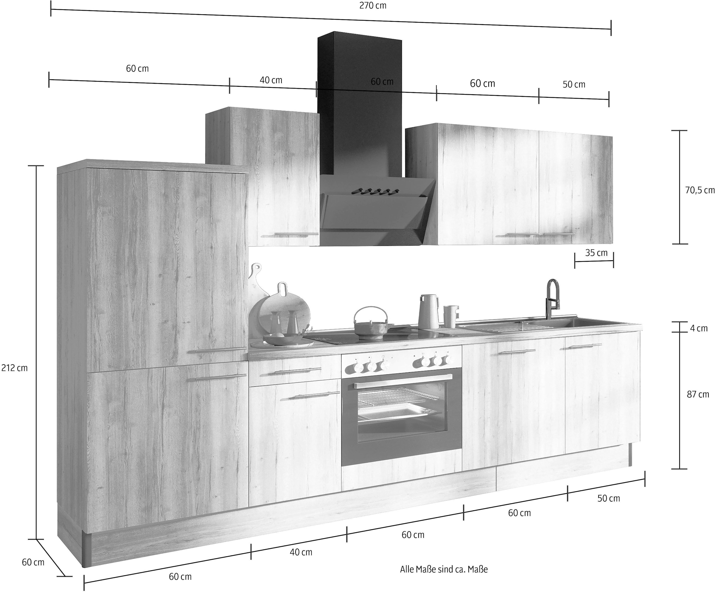 cm, E-Geräten 270 OPTIFIT Küche mit OTTO bei online »Klara«, wahlweise Breite