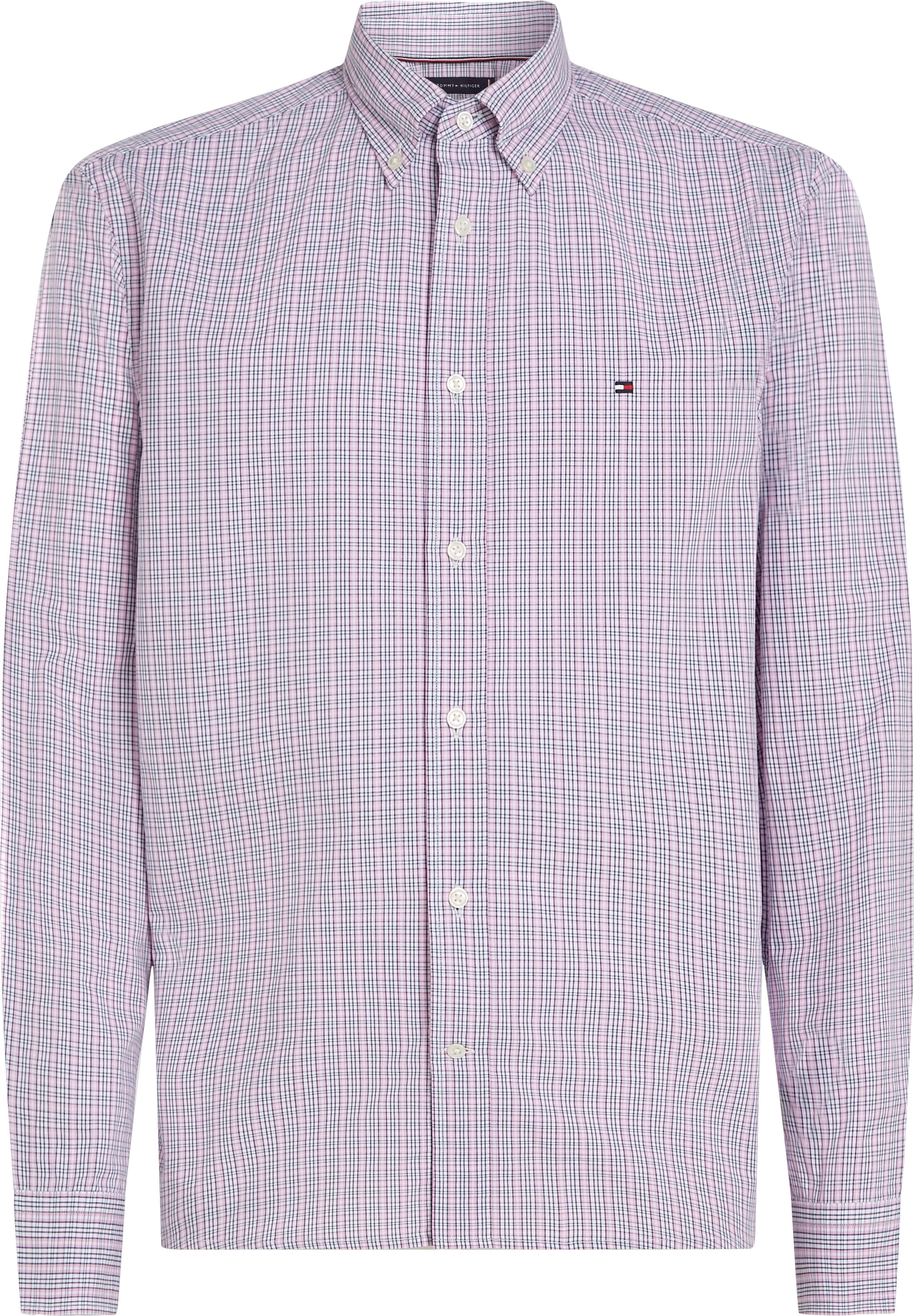 Tommy Hilfiger Langarmhemd »FLEX POPLIN SMALL TARTAN SHIRT«, regular fit, kleinkariert, Button-down-Kragen