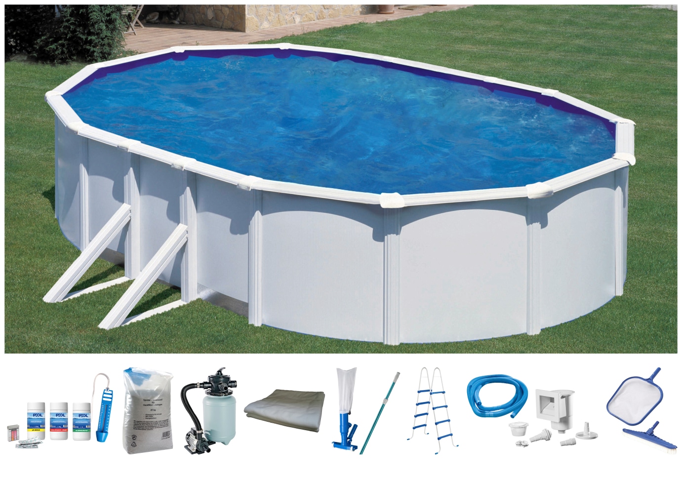 My Pool Bwt Ovalpool 10-tlg. in weiß, Größe Ø/B/H/L: Breite 375 cm x Höhe 120 cm x Länge 610 cm