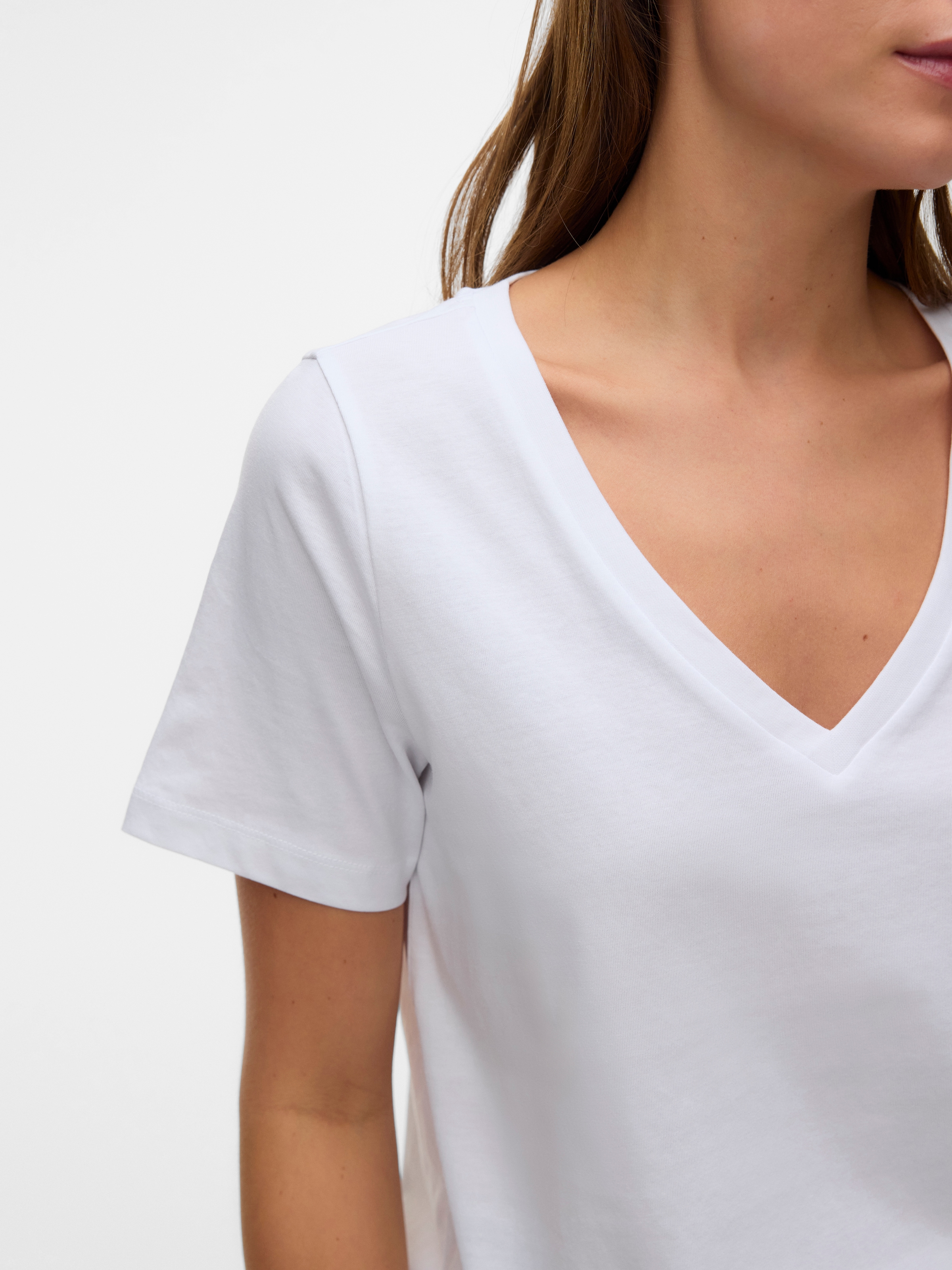 Vero Moda Kurzarmshirt »VMPAULINA SS V-NECK T-SHIRT JRS NOOS« Baumwolle