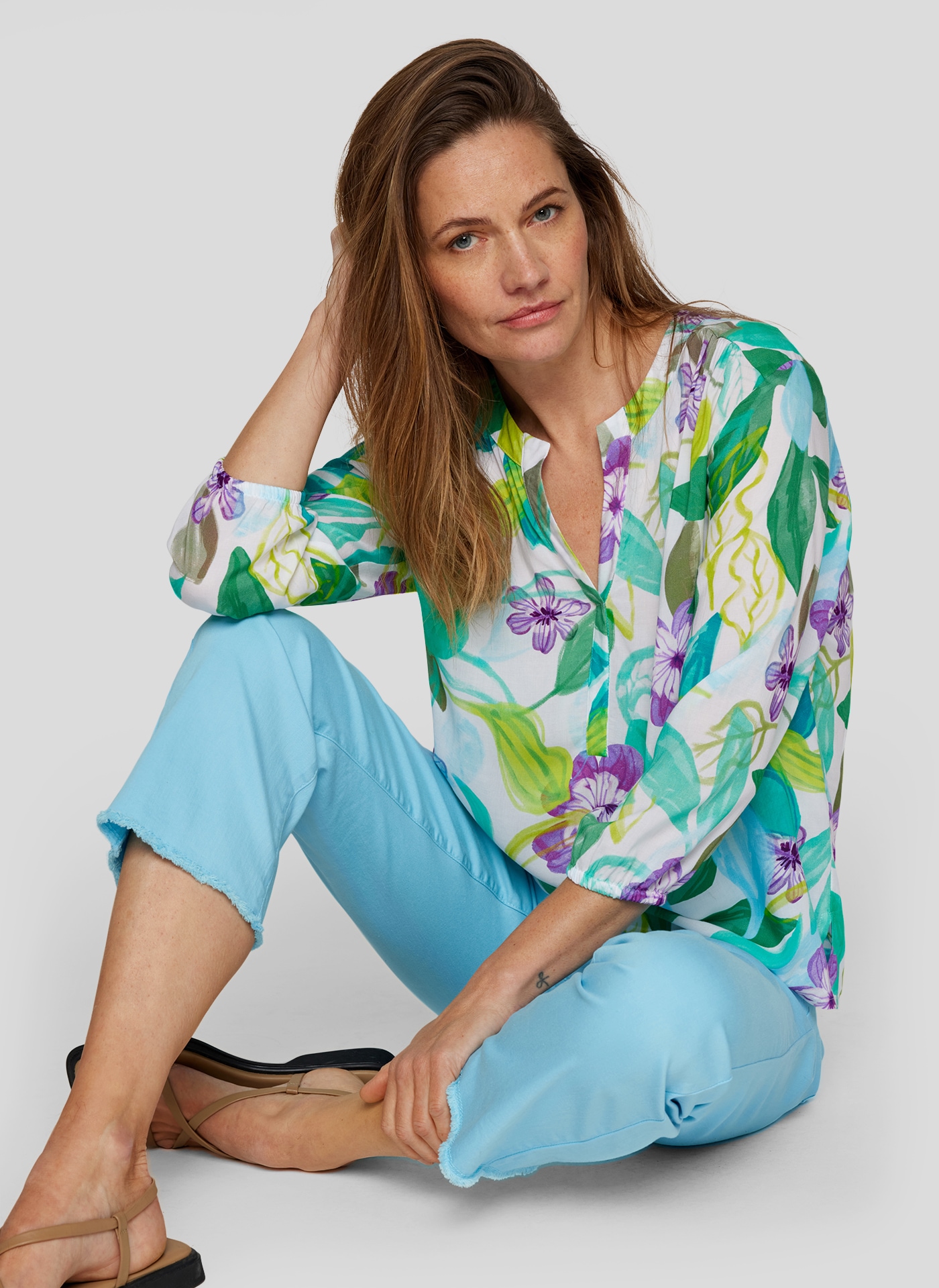 Rabe Druckbluse, mit 3/4 -Arm und floralem Muster