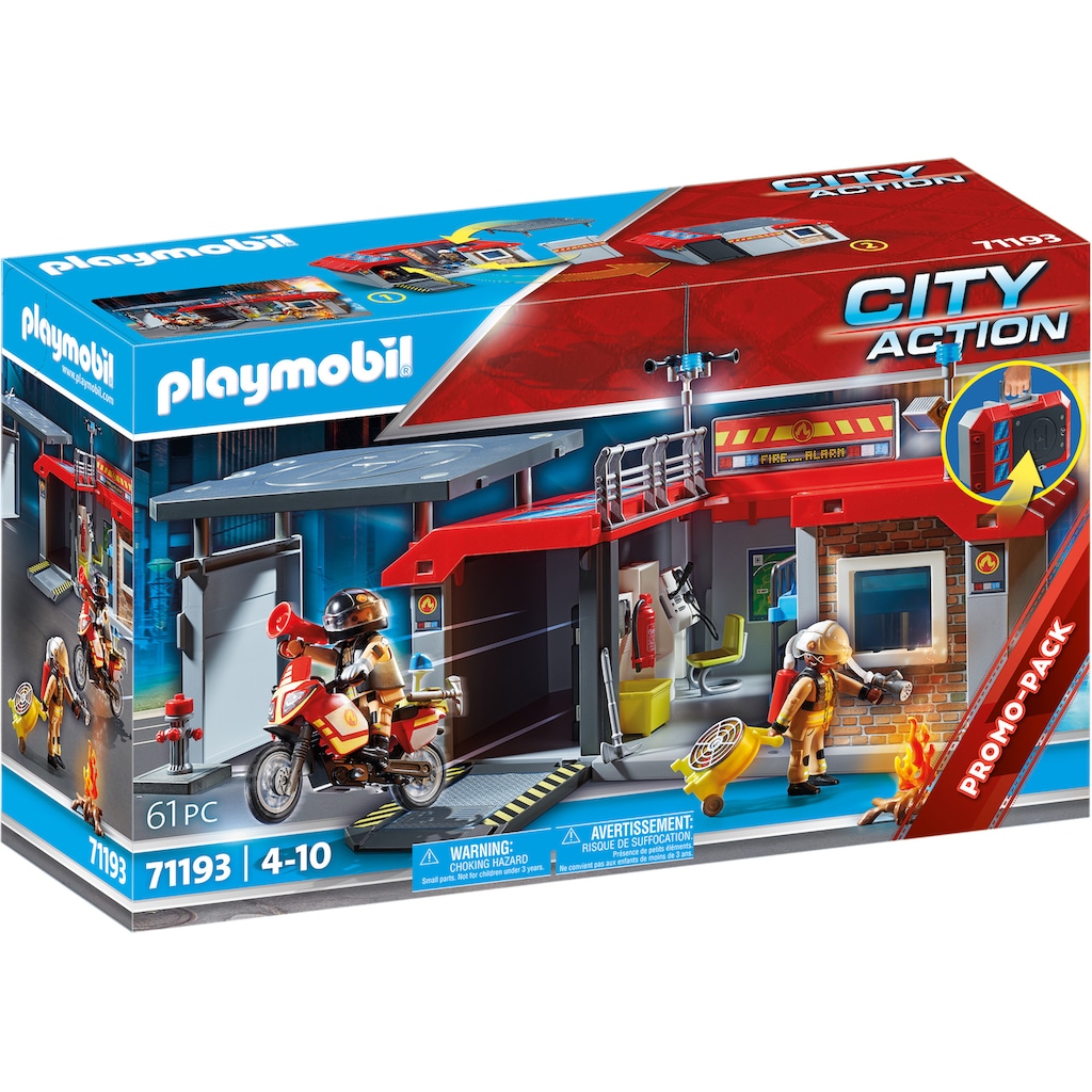 Playmobil® Konstruktions-Spielset »Feuerwehrstation (71193), City Action«, (61 St.)