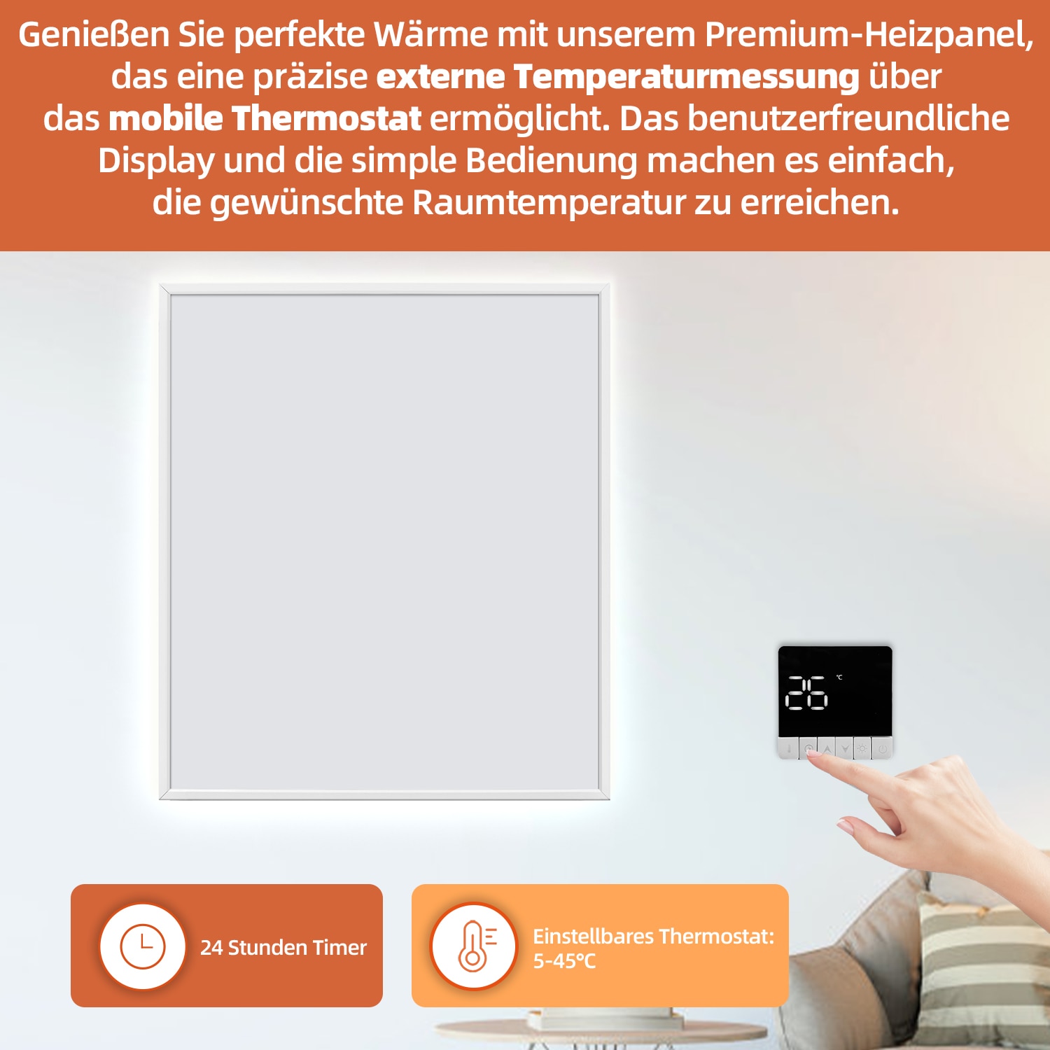 SHX Infrarotstrahler, 500 W, Smart Home fähig (Wifi), dimmbare Ambiente-LEDs