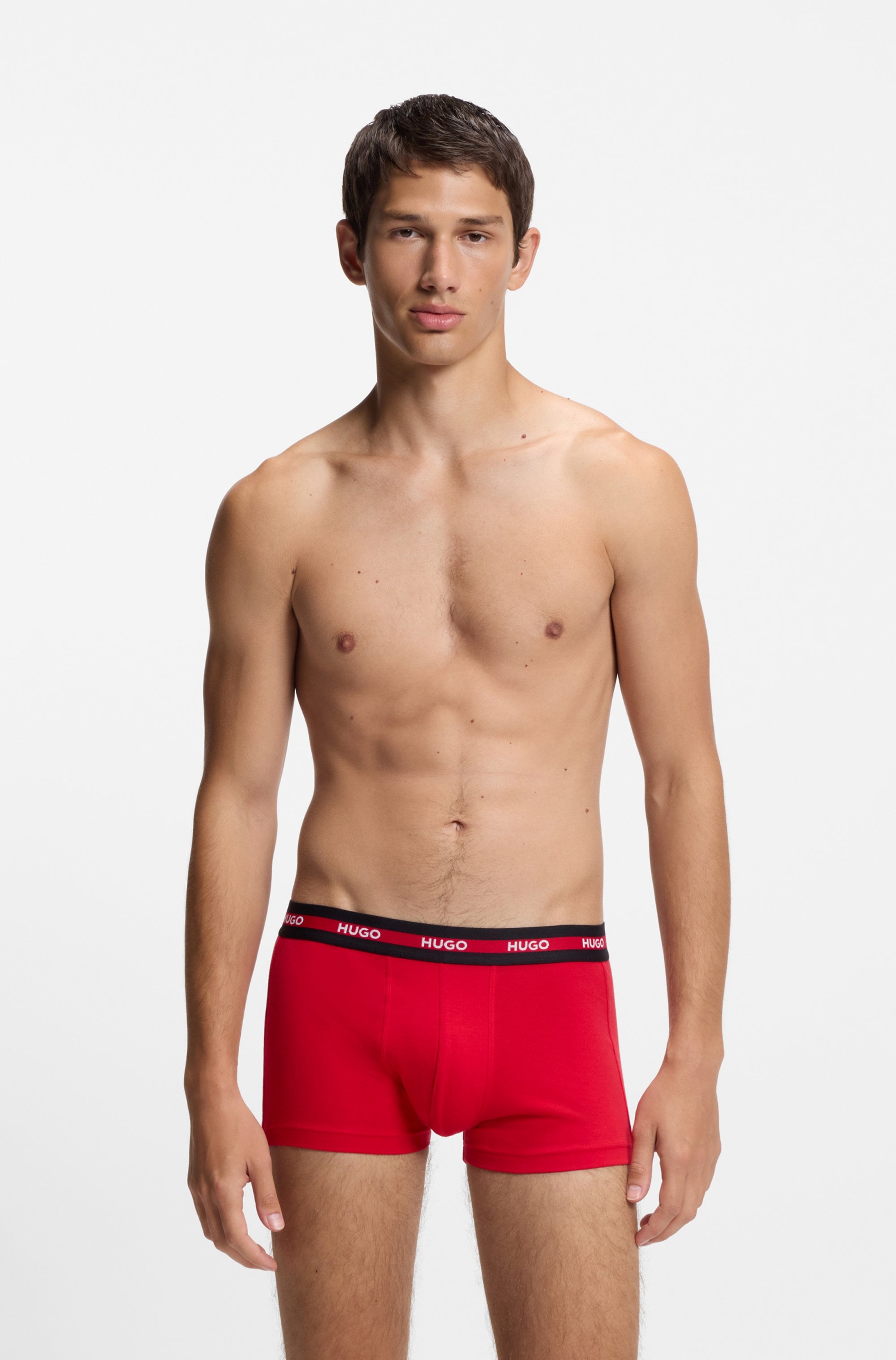 HUGO Underwear Trunk Packung, 3 Stk. aus Stretch-Baumwolle mit Logo am Bund, körpernah,
