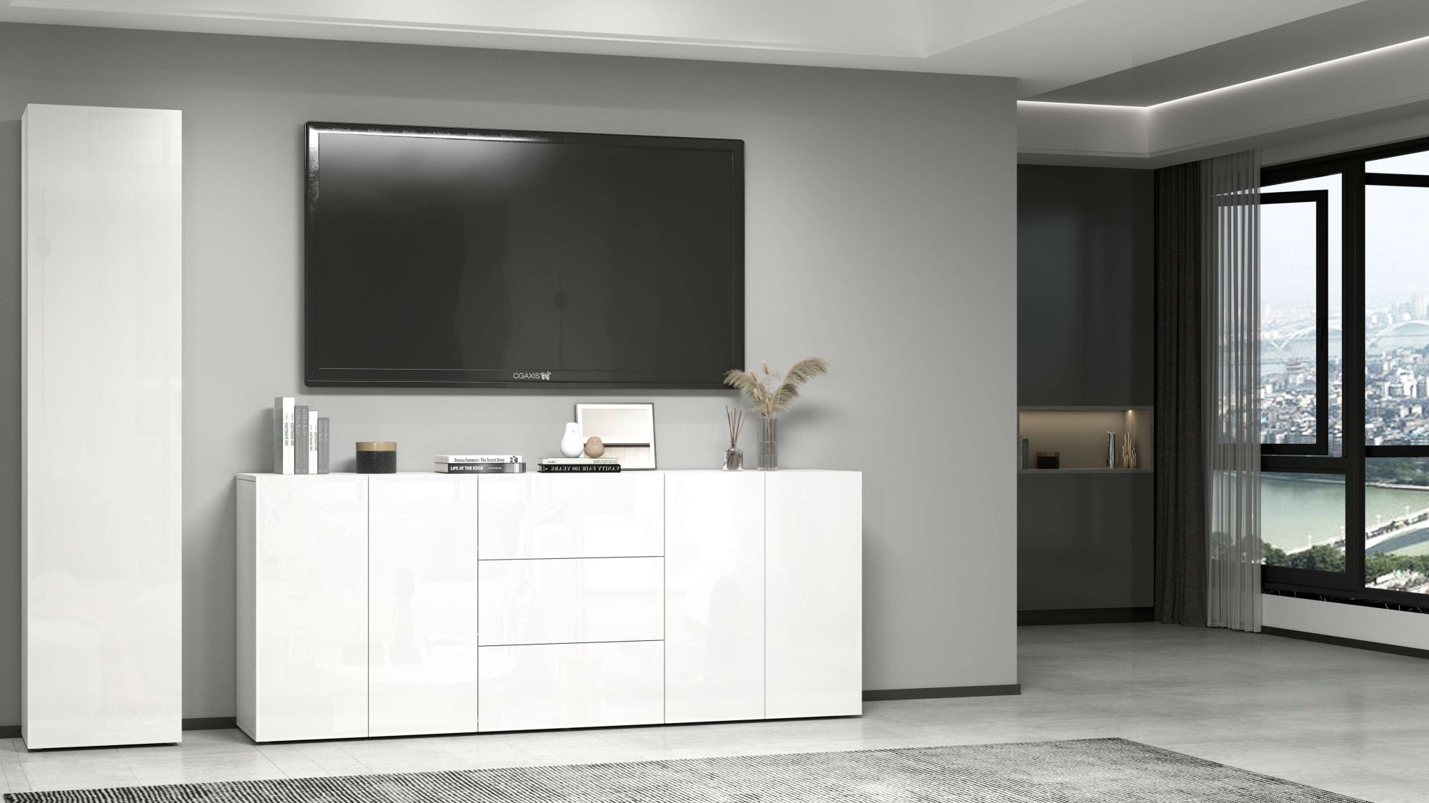 INOSIGN Sideboard »Egypt, Kommode, Schrank, Kredenz, grifflos«, 4 Türen, 3 Schubkästen mit Push-To-Open Funktion, Hochglanz Breite 200
