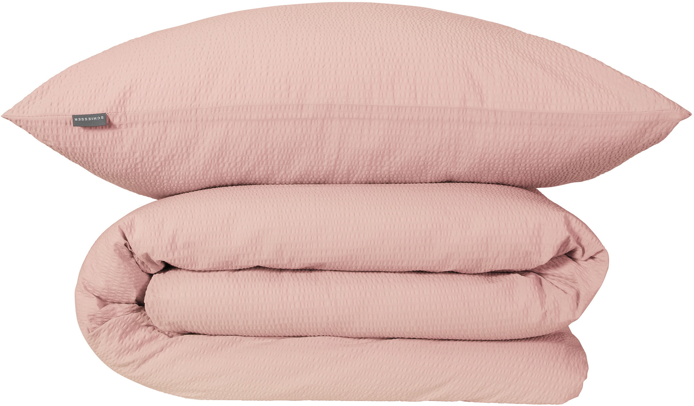 Schiesser Bettwäsche »Laura aus Baumwoll-Seersucker in zarten Farbtönen« 2 Stk. tlg. Made in Green in rosa, Größe B/L: 80 cm x 80 cm