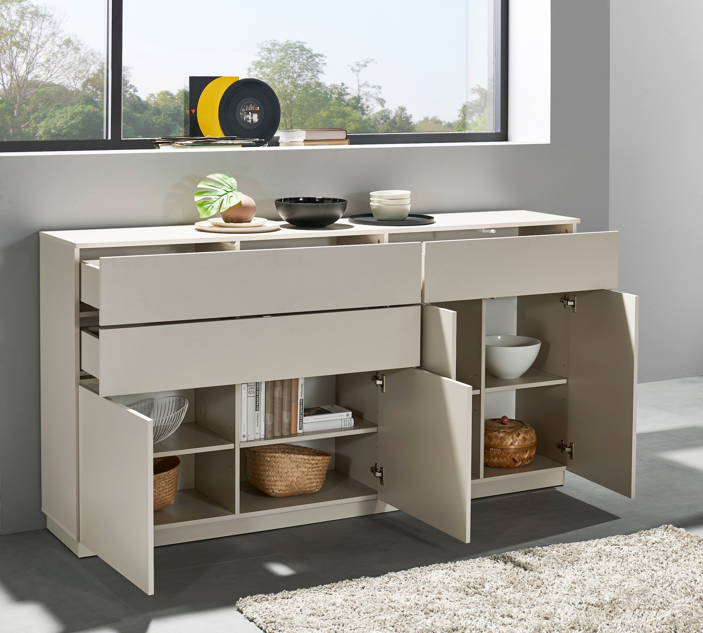 HBZ Sideboard »Vince Sideboard, B/H/T 191x100x38 cm« 1 Stk. tlg. Breite 191 cm, Push-to Open, Melaminbeschichtung