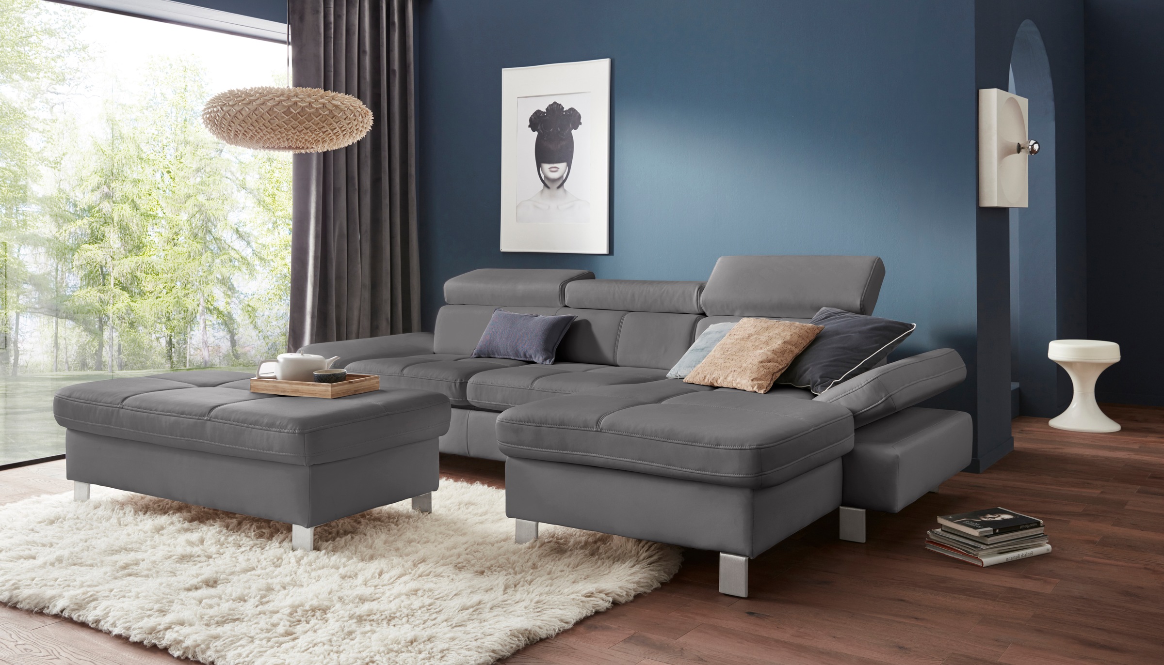 exxpo - sofa fashion Ecksofa »Fiji, hochwertige Detailverarbeitung im Sitz und Rücken, L-Form«, bequem durch Kopf- und Armteilverstellung, wahlweise mit Bettfunktion