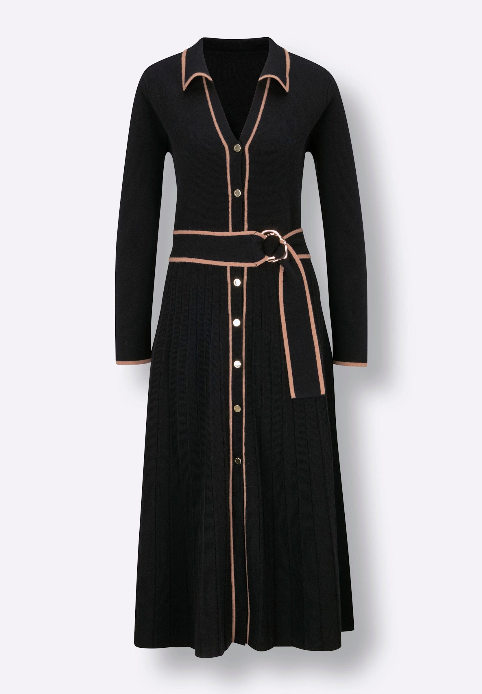 creation L Strickkleid »Woll-Strickkleid Strickkleid inklusive Bindegürtel« Ohne Taschen