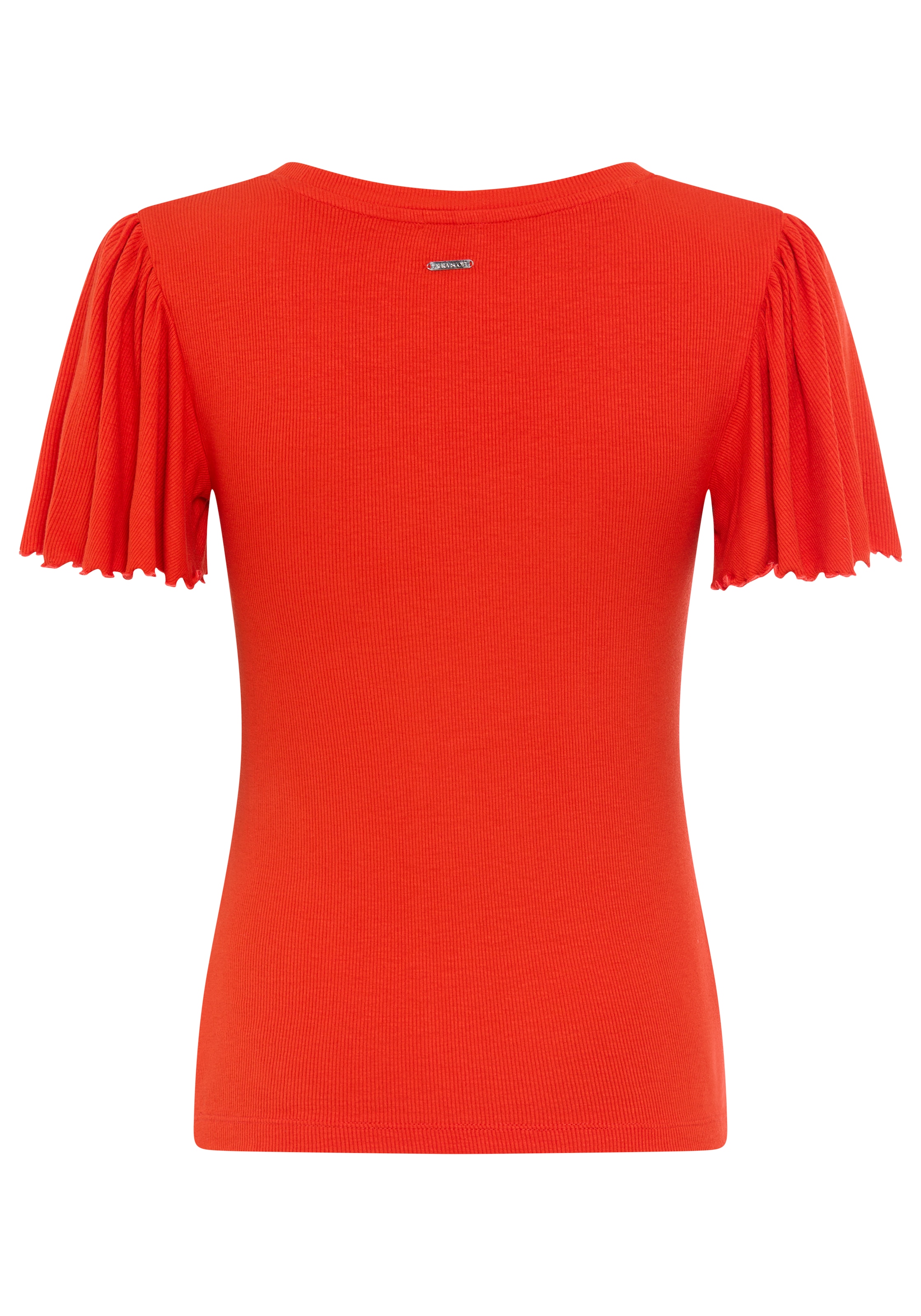 Laura Scott V-Shirt mit Flügelärmeln, sehr figurbetonte Passform, Rippstruktur