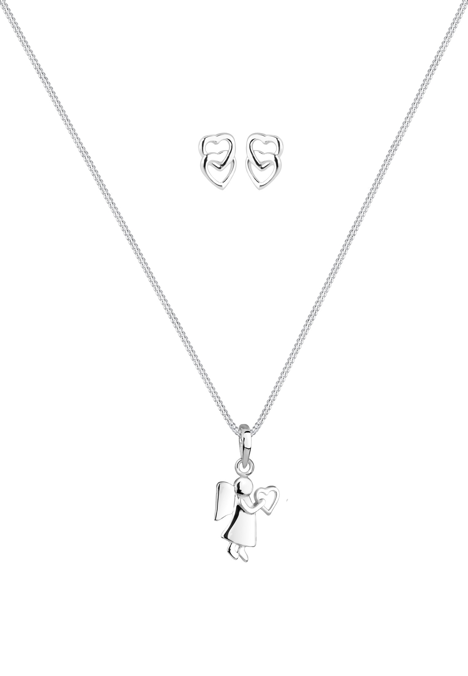 Elli Ohrring und Ketten Set »Schmuckset Engel Herz 925 Sterling Silber«