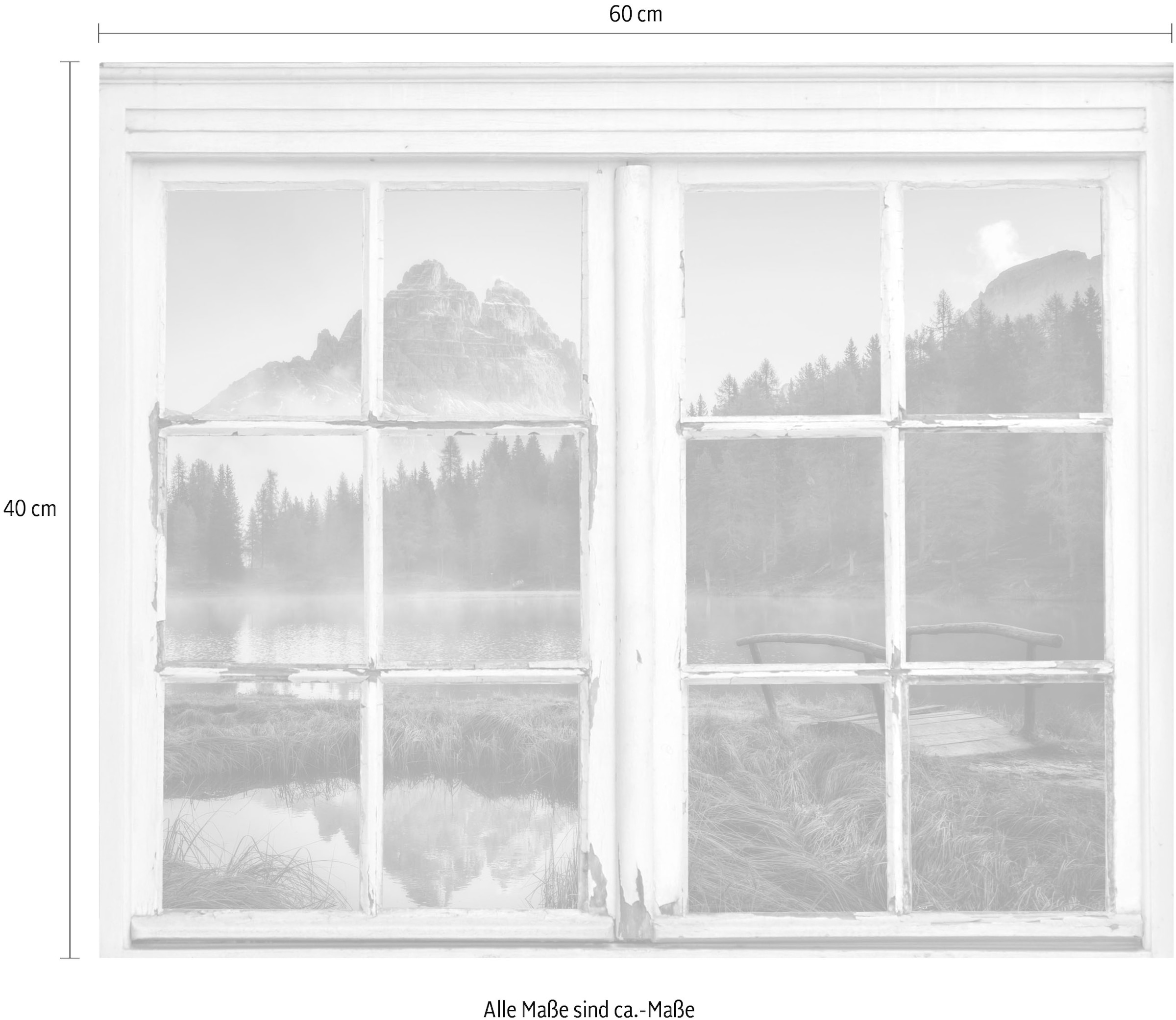 queence Wandsticker »Landschaft«, Wandsticker, Wandbild, selbstklebend, Berge, See, Brücke